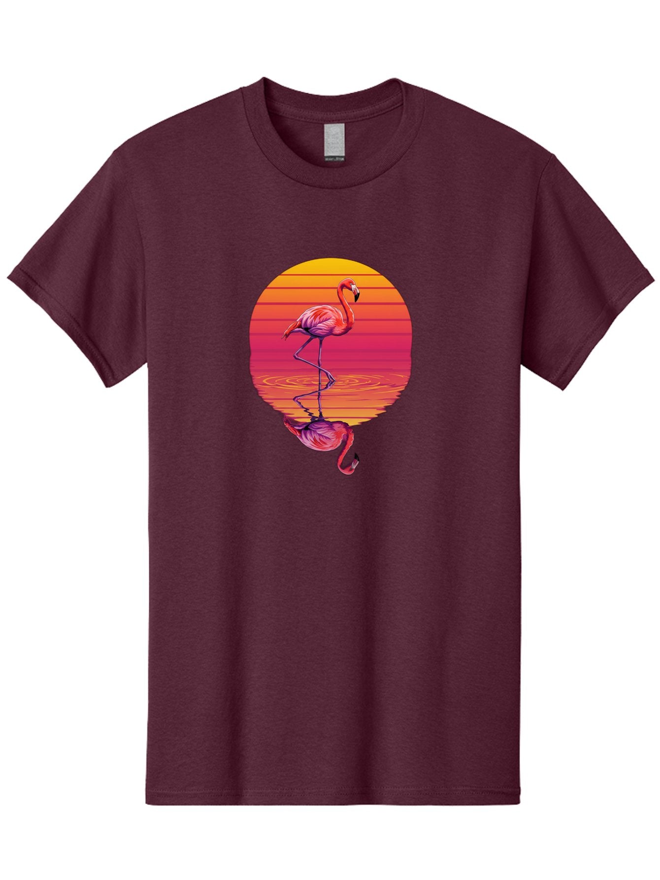 Flamingo-Sunset-1 Men'S Graphic Tee, 100% Cotton, Comfortable Casual Summer Wear, Machine Washable, Vintage Camera, Old Camera, Antique Camera, Black Camera, Classic Photography, Photography Equipment, Nostalgic Device, Film Camera, Camera Art Bai849