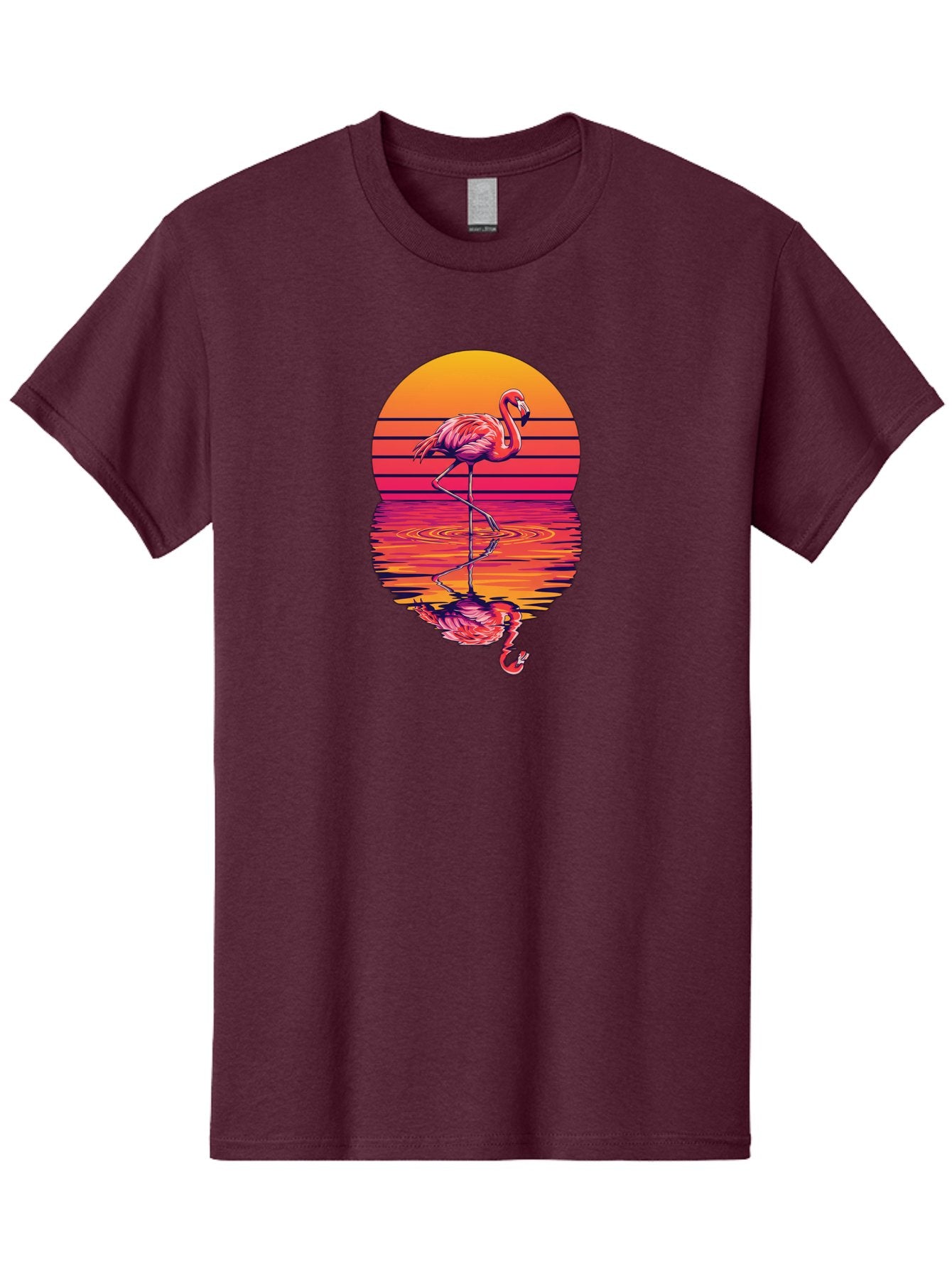 Flamingo-Sunset Men'S Graphic Tee, 100% Cotton, Comfortable Casual Summer Wear, Machine Washable, Vintage Camera, Old Camera, Antique Camera, Black Camera, Classic Photography, Photography Equipment, Nostalgic Device, Film Camera, Camera Art Bai850 15
