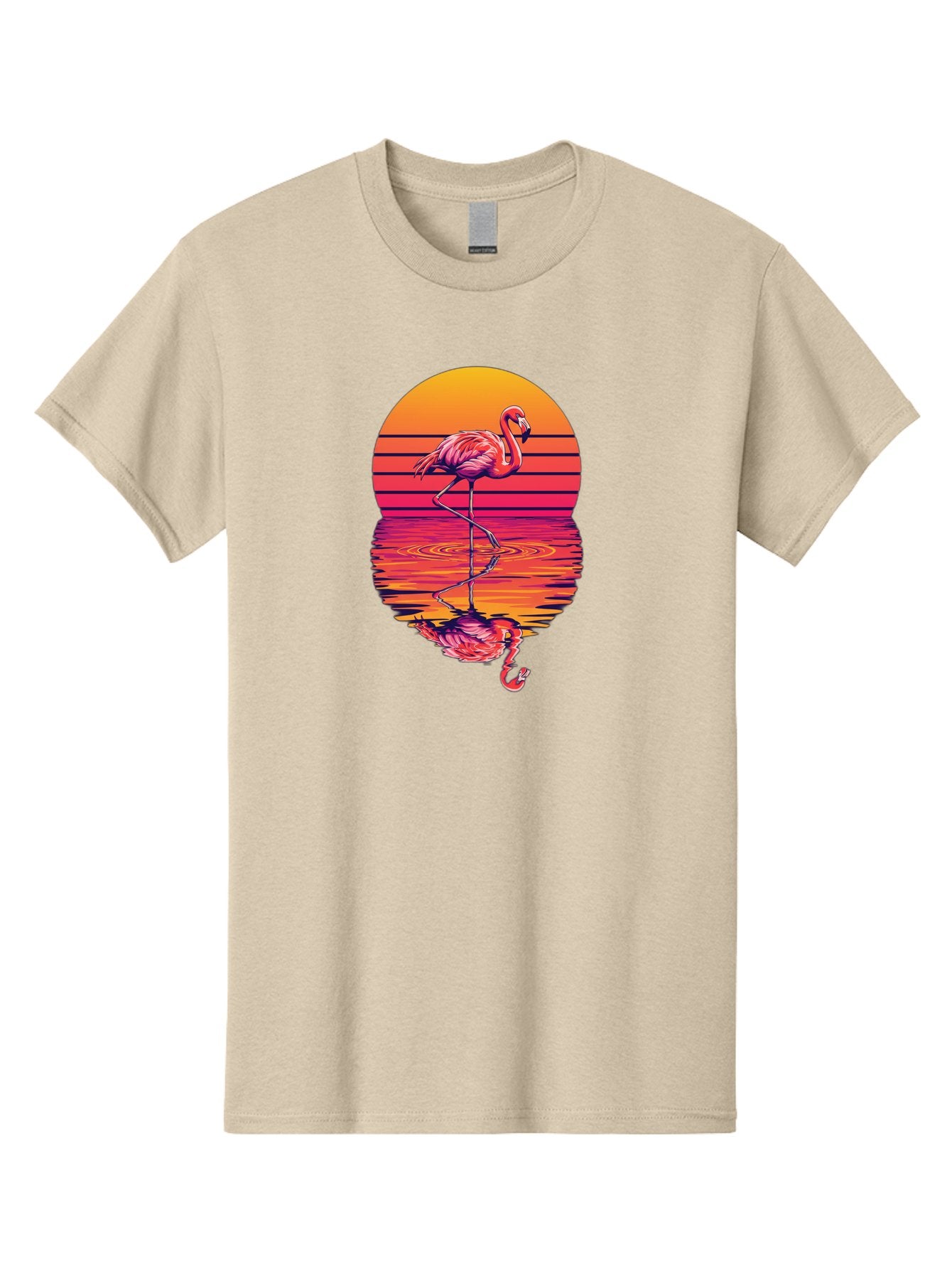 Flamingo-Sunset Men'S Graphic Tee, 100% Cotton, Comfortable Casual Summer Wear, Machine Washable, Vintage Camera, Old Camera, Antique Camera, Black Camera, Classic Photography, Photography Equipment, Nostalgic Device, Film Camera, Camera Art Bai850
