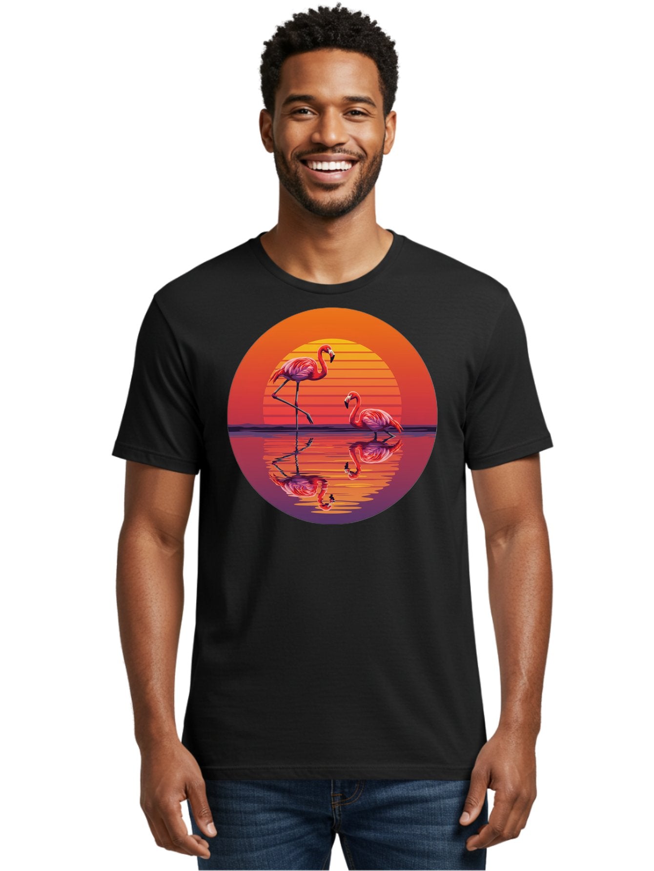 Flamingos-At-Sunset-1 Men'S Graphic Tee, 100% Cotton, Comfortable Casual Summer Wear, Machine Washable, Vintage Camera, Old Camera, Antique Camera, Black Camera, Classic Photography, Photography Equipment, Nostalgic Device, Film Camera, Bai856 21