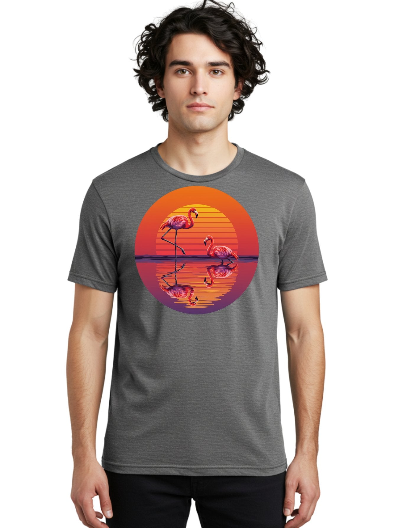 Flamingos-At-Sunset-1 Men'S Graphic Tee, 100% Cotton, Comfortable Casual Summer Wear, Machine Washable, Vintage Camera, Old Camera, Antique Camera, Black Camera, Classic Photography, Photography Equipment, Nostalgic Device, Film Camera, Bai856 28