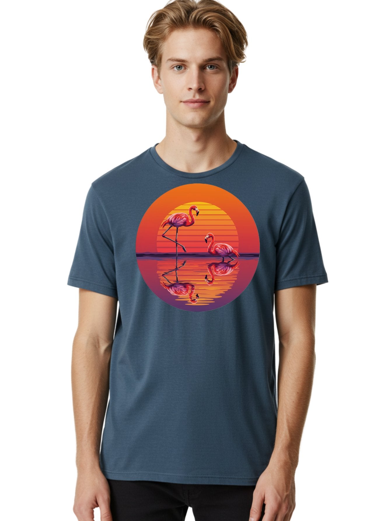 Flamingos-At-Sunset-1 Men'S Graphic Tee, 100% Cotton, Comfortable Casual Summer Wear, Machine Washable, Vintage Camera, Old Camera, Antique Camera, Black Camera, Classic Photography, Photography Equipment, Nostalgic Device, Film Camera, Bai856 23