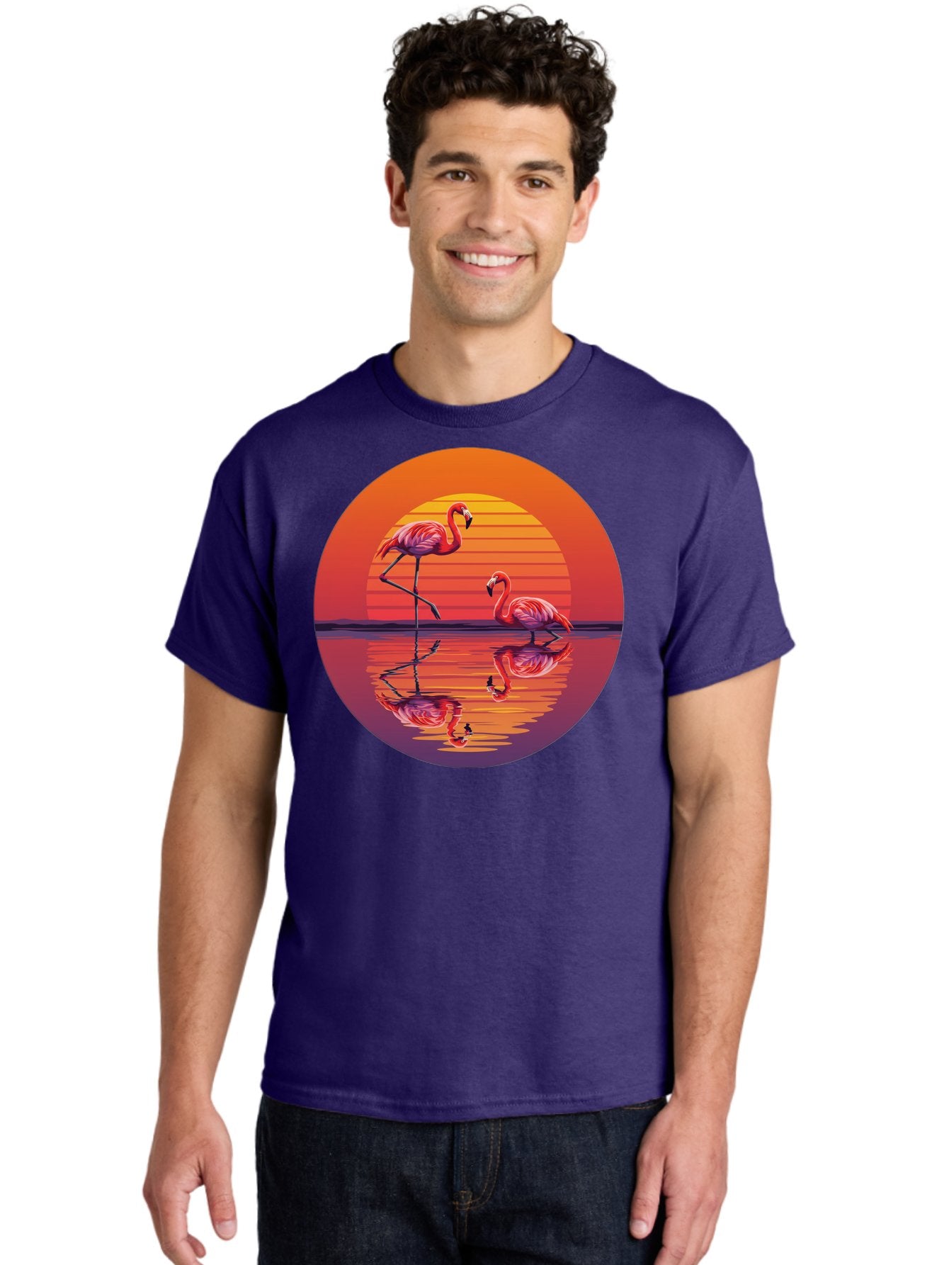 Flamingos-At-Sunset-1 Men'S Graphic Tee, 100% Cotton, Comfortable Casual Summer Wear, Machine Washable, Vintage Camera, Old Camera, Antique Camera, Black Camera, Classic Photography, Photography Equipment, Nostalgic Device, Film Camera, Bai856 16