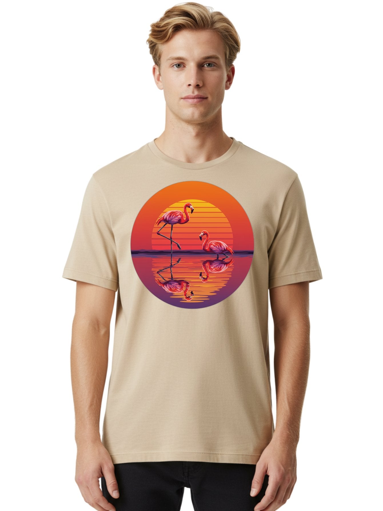 Flamingos-At-Sunset-1 Men'S Graphic Tee, 100% Cotton, Comfortable Casual Summer Wear, Machine Washable, Vintage Camera, Old Camera, Antique Camera, Black Camera, Classic Photography, Photography Equipment, Nostalgic Device, Film Camera, Bai856 22