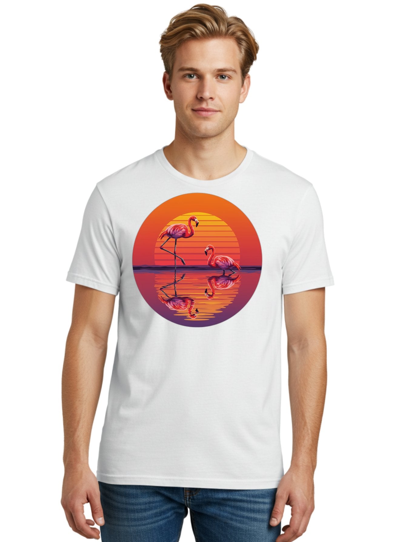 Flamingos-At-Sunset-1 Men'S Graphic Tee, 100% Cotton, Comfortable Casual Summer Wear, Machine Washable, Vintage Camera, Old Camera, Antique Camera, Black Camera, Classic Photography, Photography Equipment, Nostalgic Device, Film Camera, Bai856 27