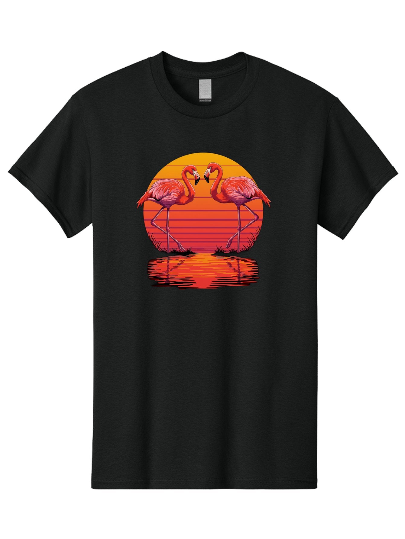 Flamingos-At-Sunset Men'S Graphic Tee, 100% Cotton, Comfortable Casual Summer Wear, Machine Washable, Vintage Camera, Old Camera, Antique Camera, Black Camera, Classic Photography, Photography Equipment, Nostalgic Device, Film Camera, Bai857