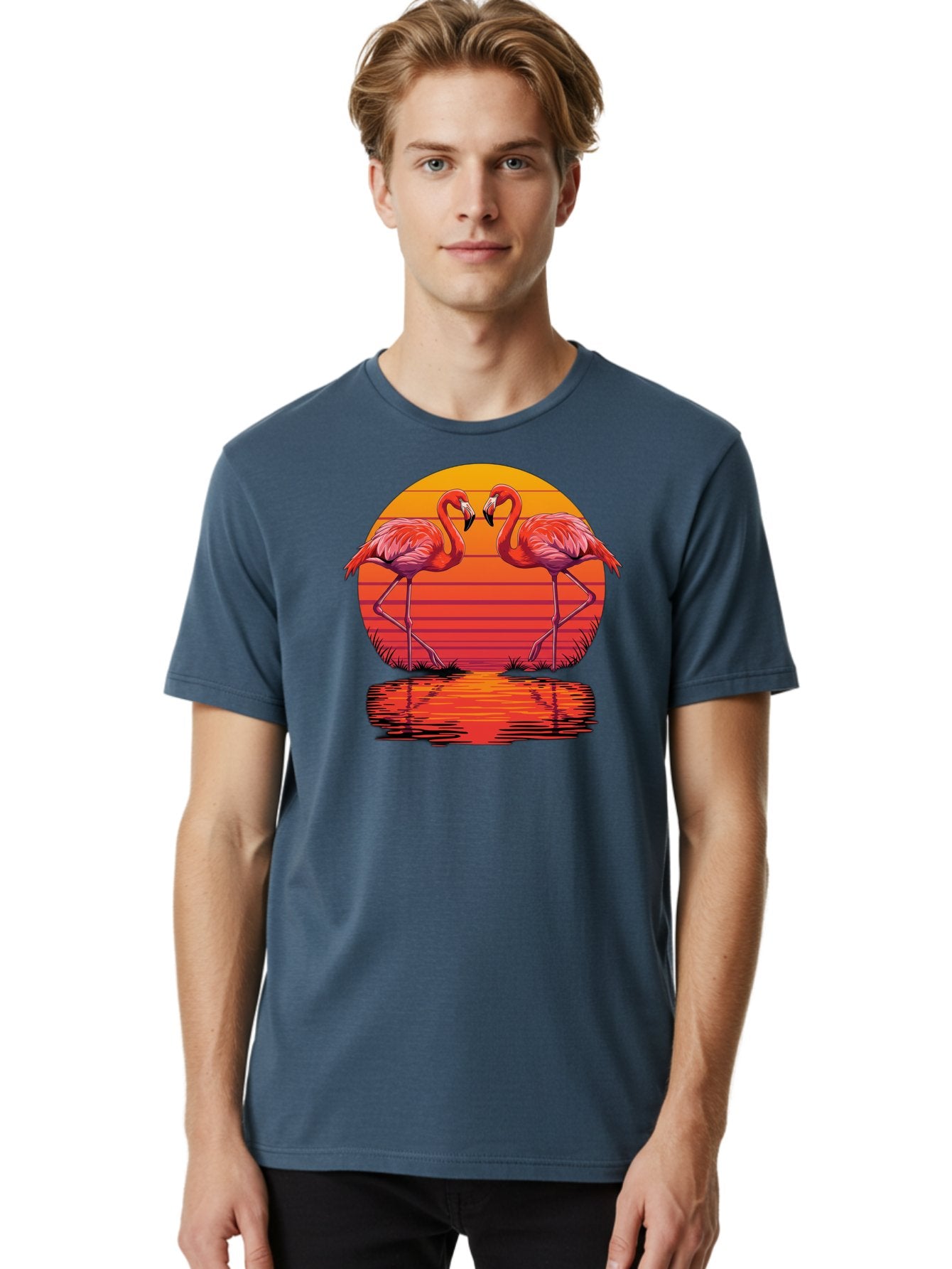 Flamingos-At-Sunset Men'S Graphic Tee, 100% Cotton, Comfortable Casual Summer Wear, Machine Washable, Vintage Camera, Old Camera, Antique Camera, Black Camera, Classic Photography, Photography Equipment, Nostalgic Device, Film Camera, Bai857 30