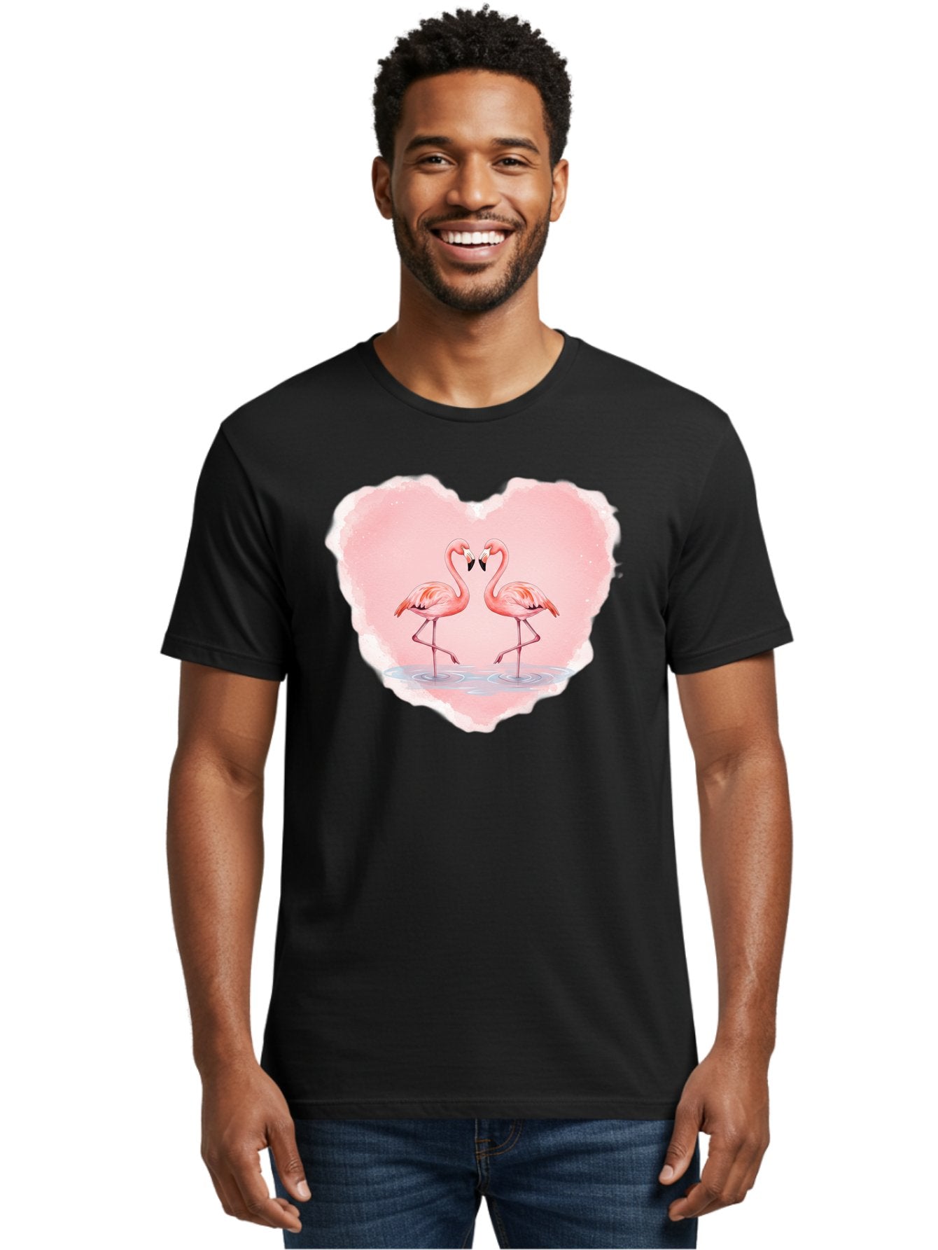 Flamingos-Forming-Heart Men'S Graphic Tee, 100% Cotton, Comfortable Casual Summer Wear, Machine Washable, Vintage Camera, Old Camera, Antique Camera, Black Camera, Classic Photography, Photography Equipment, Nostalgic Device, Film Camera, Bai858 29