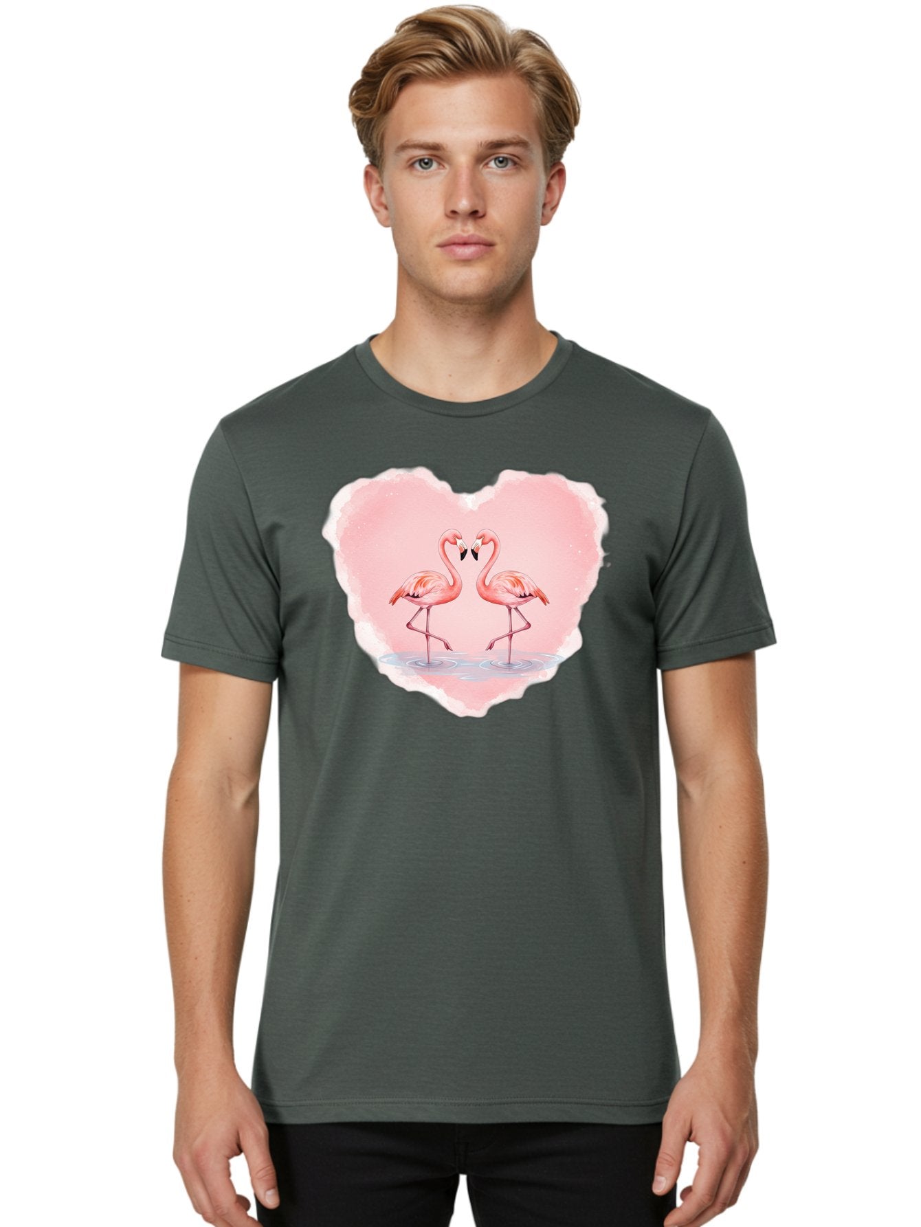 Flamingos-Forming-Heart Men'S Graphic Tee, 100% Cotton, Comfortable Casual Summer Wear, Machine Washable, Vintage Camera, Old Camera, Antique Camera, Black Camera, Classic Photography, Photography Equipment, Nostalgic Device, Film Camera, Bai858 18