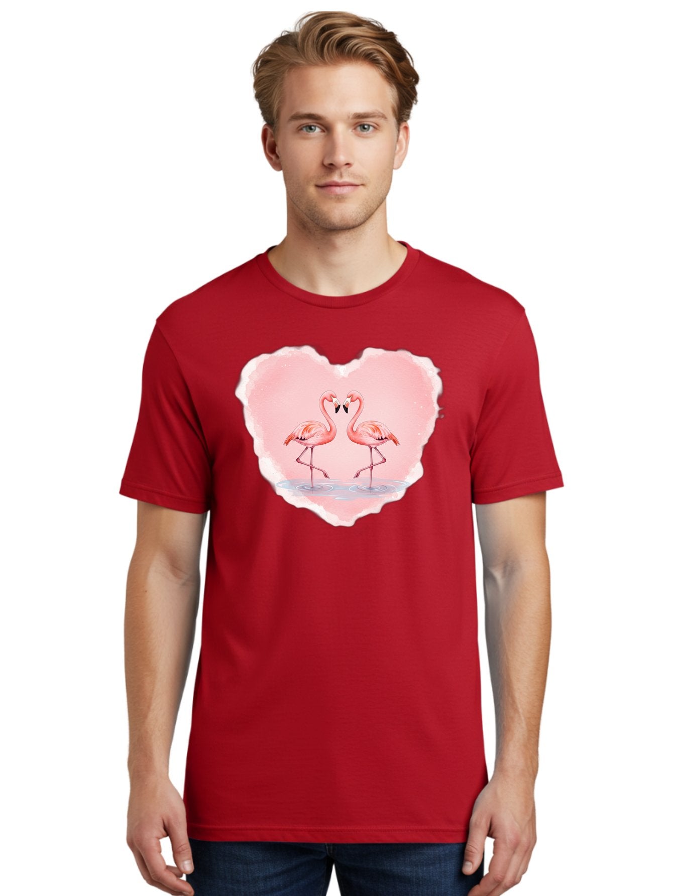 Flamingos-Forming-Heart Men'S Graphic Tee, 100% Cotton, Comfortable Casual Summer Wear, Machine Washable, Vintage Camera, Old Camera, Antique Camera, Black Camera, Classic Photography, Photography Equipment, Nostalgic Device, Film Camera, Bai858 25