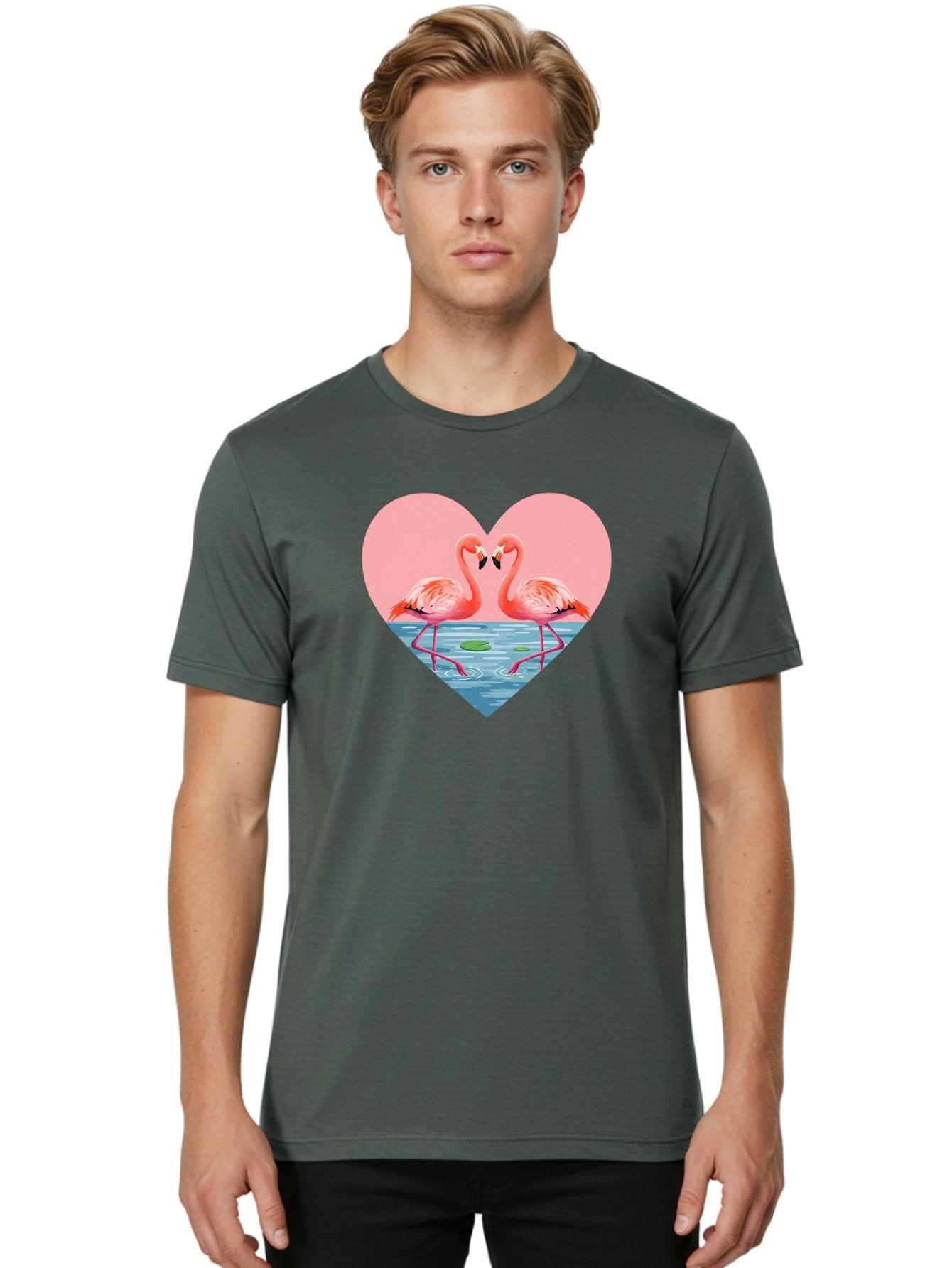 Flamingos-Heart-1 Men'S Graphic Tee, 100% Cotton, Comfortable Casual Summer Wear, Machine Washable, Vintage Camera, Old Camera, Antique Camera, Black Camera, Classic Photography, Photography Equipment, Nostalgic Device, Film Camera, Camera Art Bai859 24