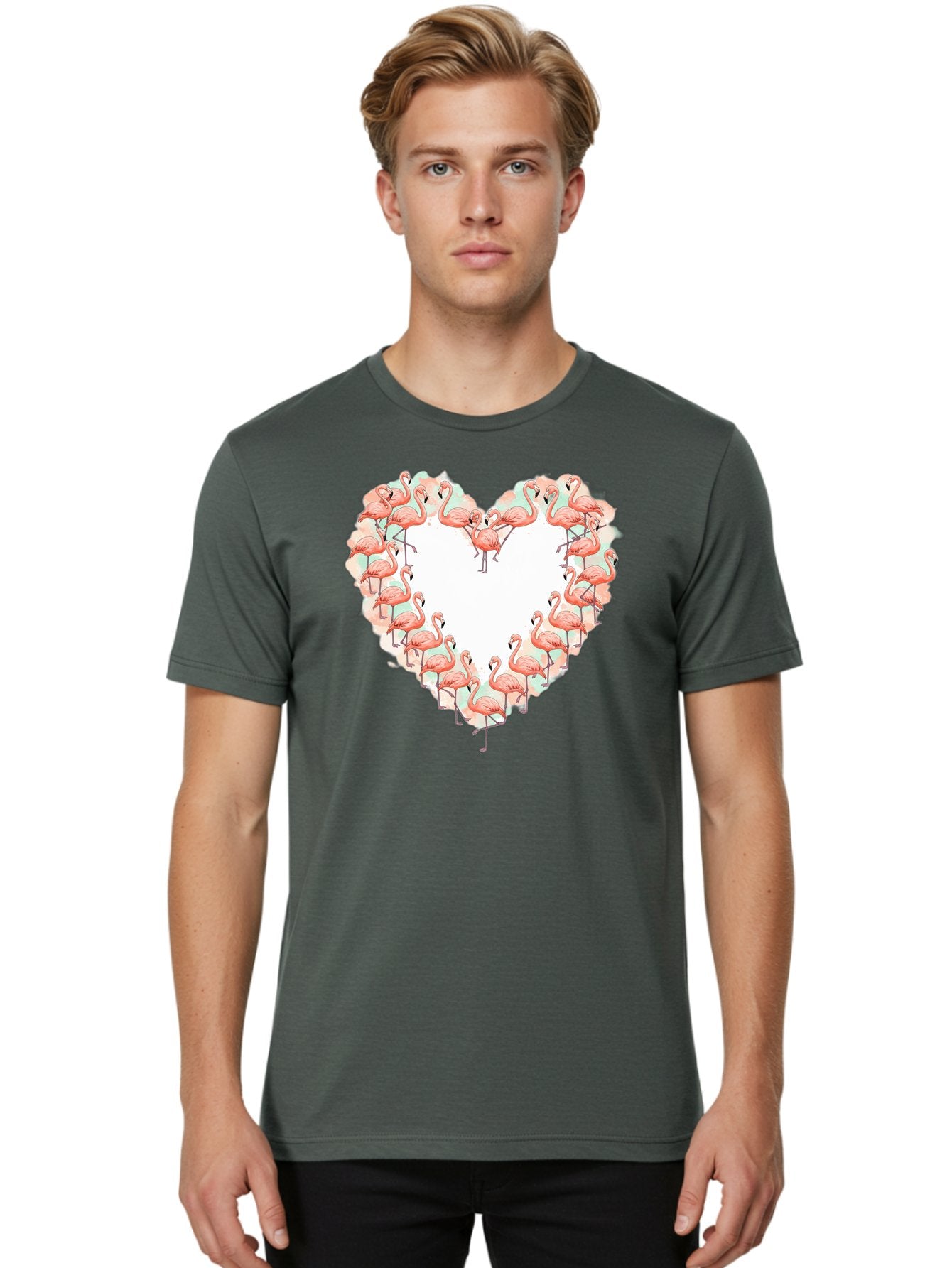 Flamingos-Heart-2 Men'S Graphic Tee, 100% Cotton, Comfortable Casual Summer Wear, Machine Washable, Vintage Camera, Old Camera, Antique Camera, Black Camera, Classic Photography, Photography Equipment, Nostalgic Device, Film Camera, Camera Art Bai860 19