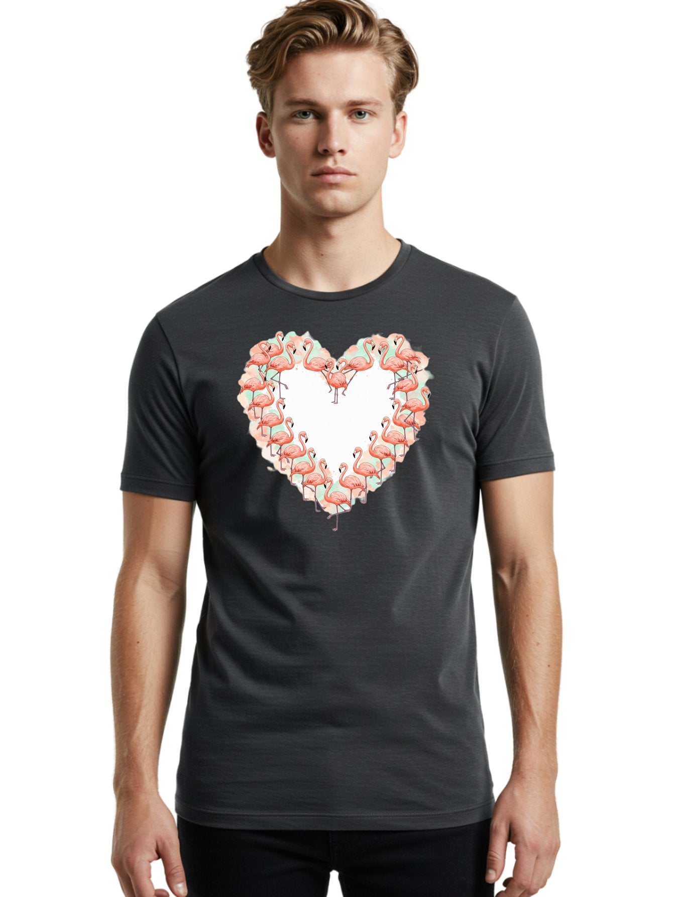 Flamingos-Heart-2 Men'S Graphic Tee, 100% Cotton, Comfortable Casual Summer Wear, Machine Washable, Vintage Camera, Old Camera, Antique Camera, Black Camera, Classic Photography, Photography Equipment, Nostalgic Device, Film Camera, Camera Art Bai860 27