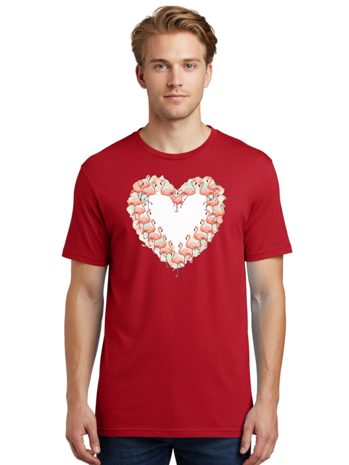 Flamingos-Heart-2 Men'S Graphic Tee, 100% Cotton, Comfortable Casual Summer Wear, Machine Washable, Vintage Camera, Old Camera, Antique Camera, Black Camera, Classic Photography, Photography Equipment, Nostalgic Device, Film Camera, Camera Art Bai860 24