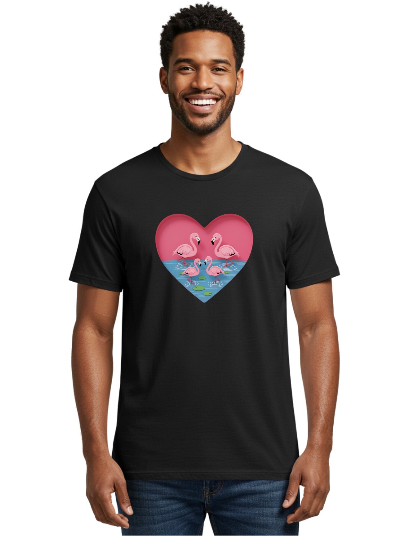 Flamingos-In-Heart-1 Men'S Graphic Tee, 100% Cotton, Comfortable Casual Summer Wear, Machine Washable, Vintage Camera, Old Camera, Antique Camera, Black Camera, Classic Photography, Photography Equipment, Nostalgic Device, Film Camera, Bai863 18