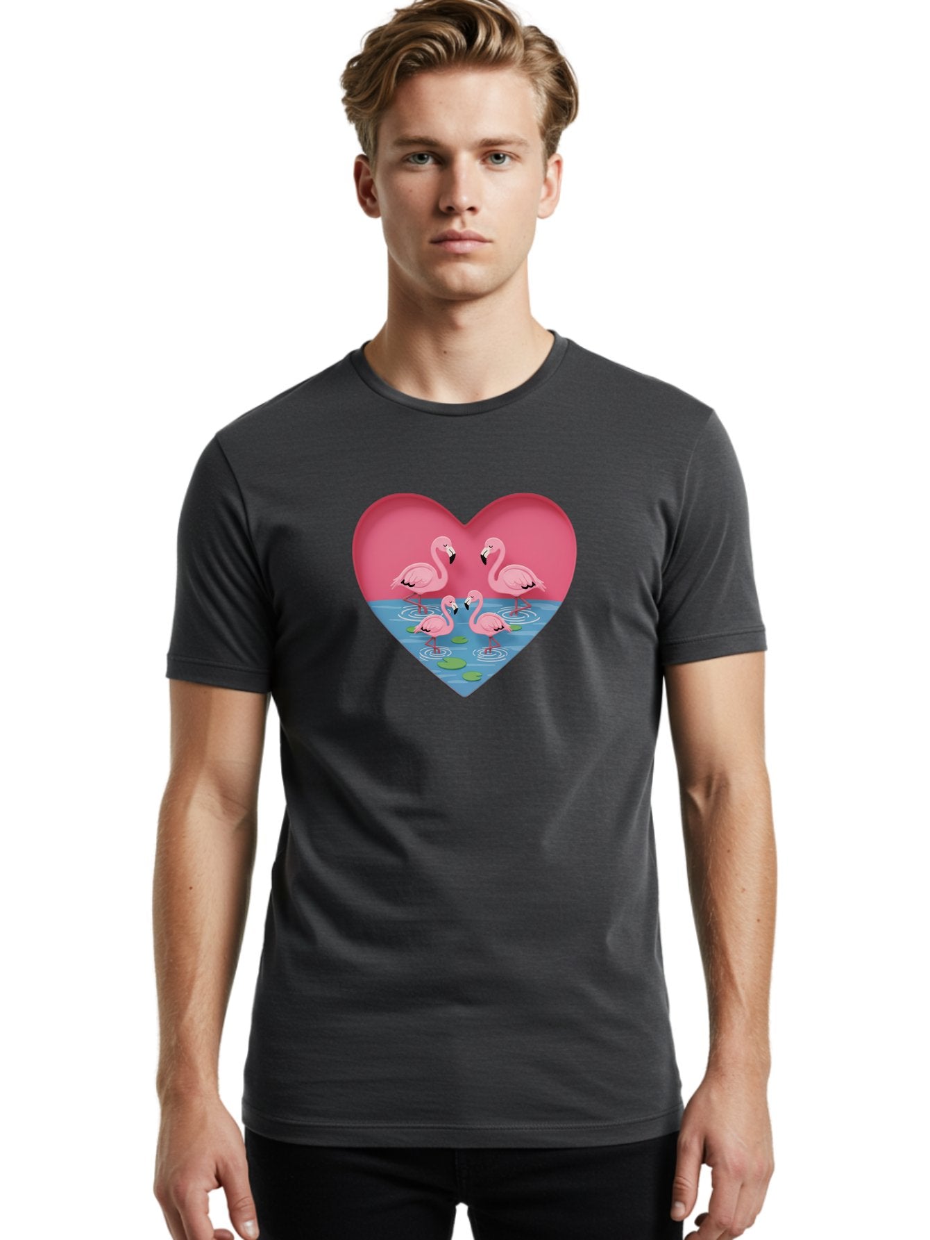 Flamingos-In-Heart-1 Men'S Graphic Tee, 100% Cotton, Comfortable Casual Summer Wear, Machine Washable, Vintage Camera, Old Camera, Antique Camera, Black Camera, Classic Photography, Photography Equipment, Nostalgic Device, Film Camera, Bai863 22