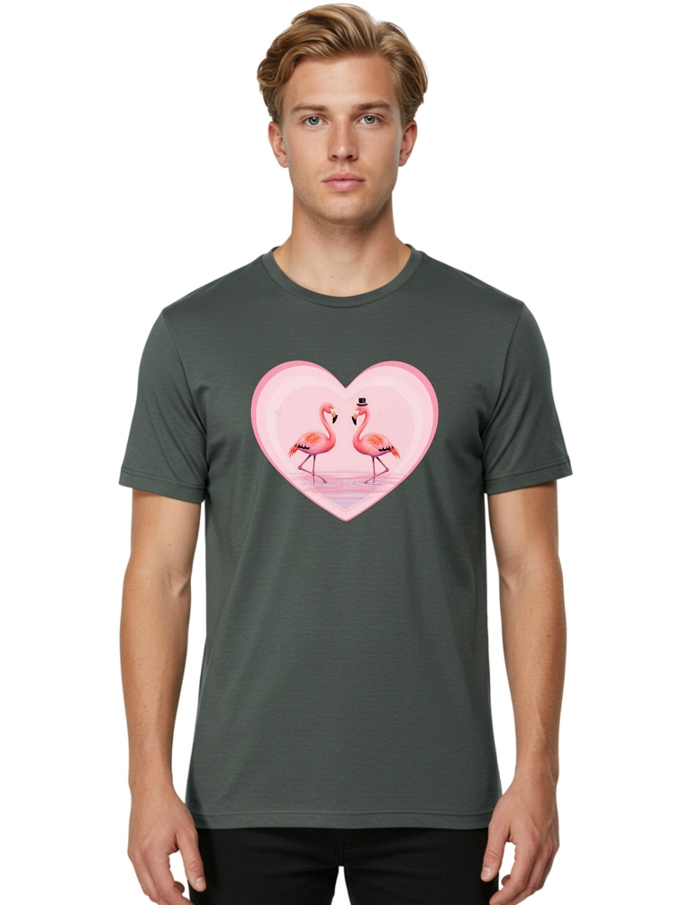 Flamingos-In-Heart-2 Men'S Graphic Tee, 100% Cotton, Comfortable Casual Summer Wear, Machine Washable, Vintage Camera, Old Camera, Antique Camera, Black Camera, Classic Photography, Photography Equipment, Nostalgic Device, Film Camera, Bai864 30