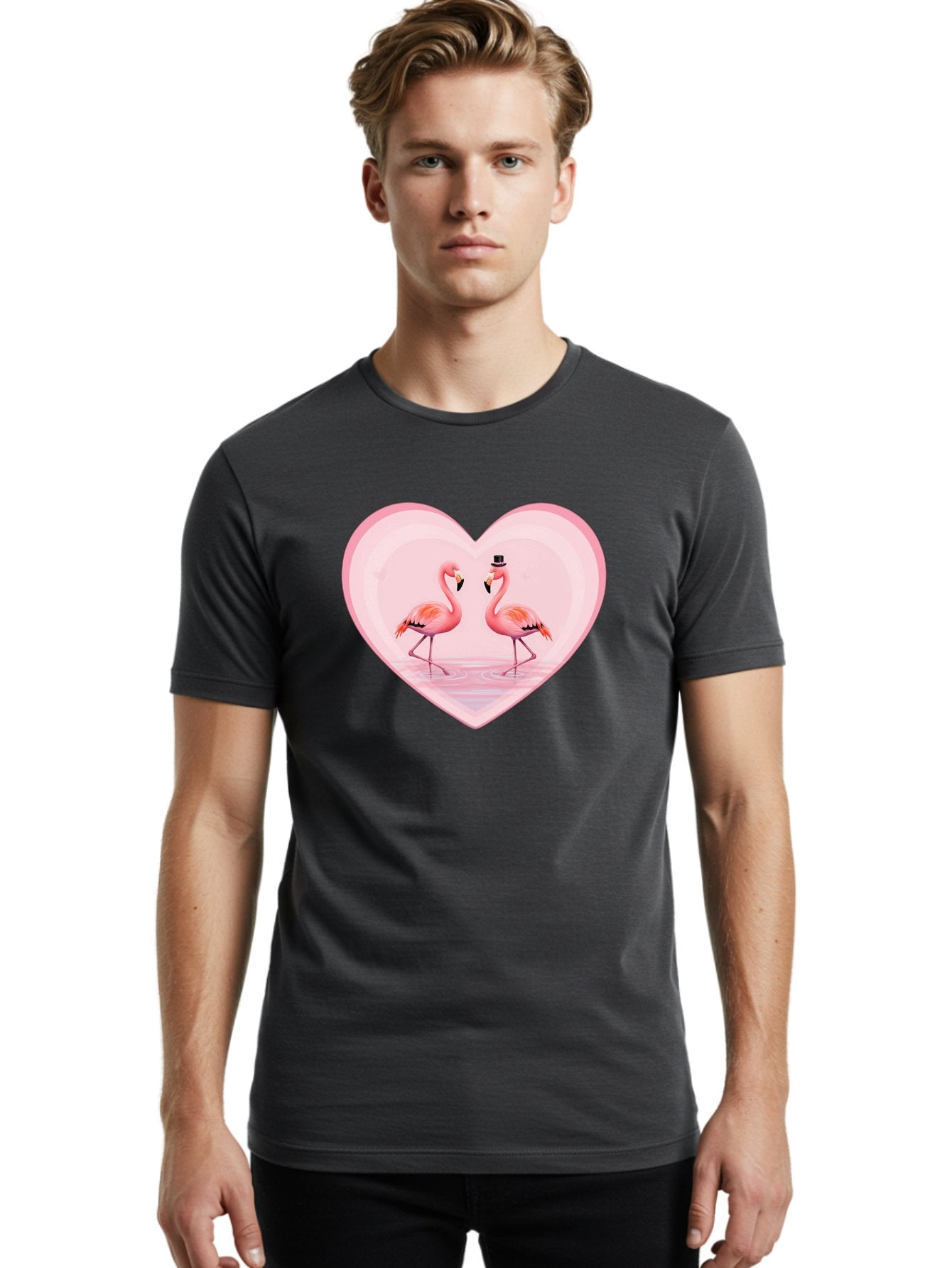 Flamingos-In-Heart-2 Men'S Graphic Tee, 100% Cotton, Comfortable Casual Summer Wear, Machine Washable, Vintage Camera, Old Camera, Antique Camera, Black Camera, Classic Photography, Photography Equipment, Nostalgic Device, Film Camera, Bai864 29