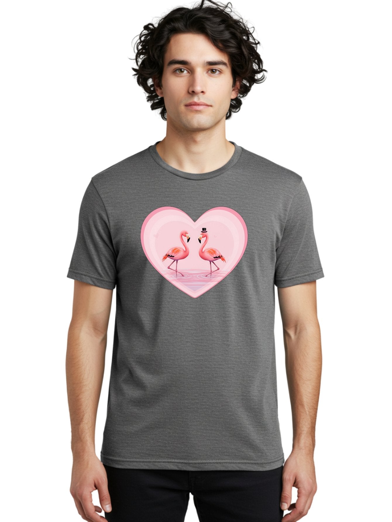 Flamingos-In-Heart-2 Men'S Graphic Tee, 100% Cotton, Comfortable Casual Summer Wear, Machine Washable, Vintage Camera, Old Camera, Antique Camera, Black Camera, Classic Photography, Photography Equipment, Nostalgic Device, Film Camera, Bai864 25