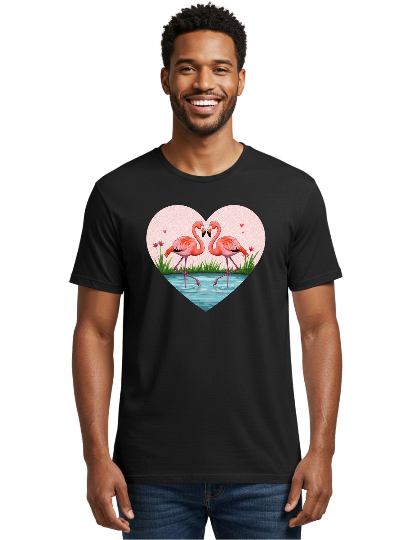 Flamingos-In-Heart-3 Men'S Graphic Tee, 100% Cotton, Comfortable Casual Summer Wear, Machine Washable, Vintage Camera, Old Camera, Antique Camera, Black Camera, Classic Photography, Photography Equipment, Nostalgic Device, Film Camera, Bai865 20