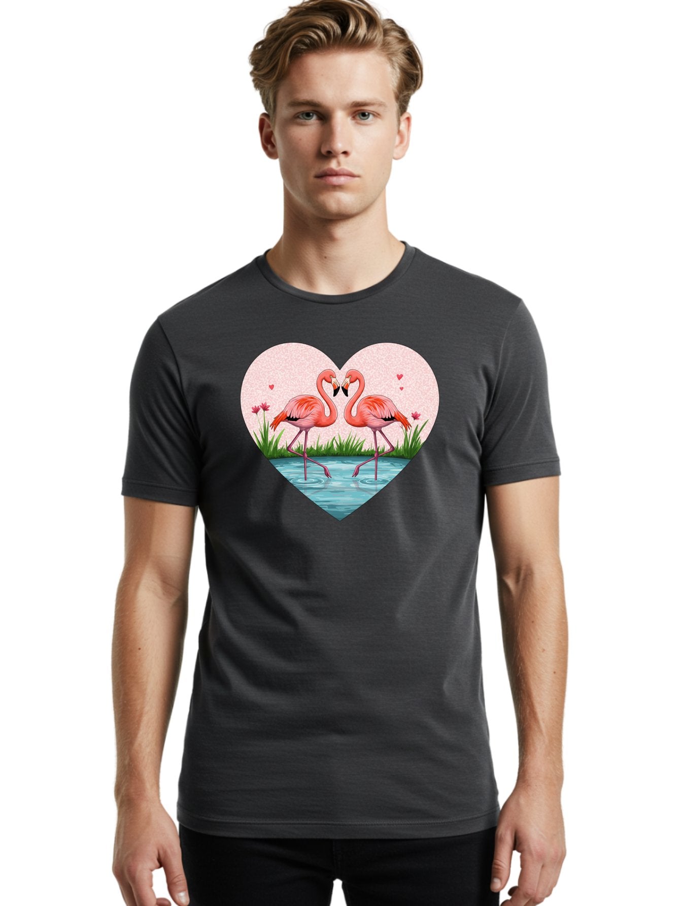 Flamingos-In-Heart-3 Men'S Graphic Tee, 100% Cotton, Comfortable Casual Summer Wear, Machine Washable, Vintage Camera, Old Camera, Antique Camera, Black Camera, Classic Photography, Photography Equipment, Nostalgic Device, Film Camera, Bai865 19