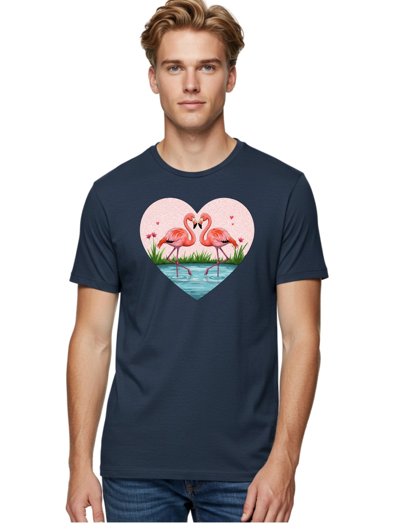 Flamingos-In-Heart-3 Men'S Graphic Tee, 100% Cotton, Comfortable Casual Summer Wear, Machine Washable, Vintage Camera, Old Camera, Antique Camera, Black Camera, Classic Photography, Photography Equipment, Nostalgic Device, Film Camera, Bai865 24