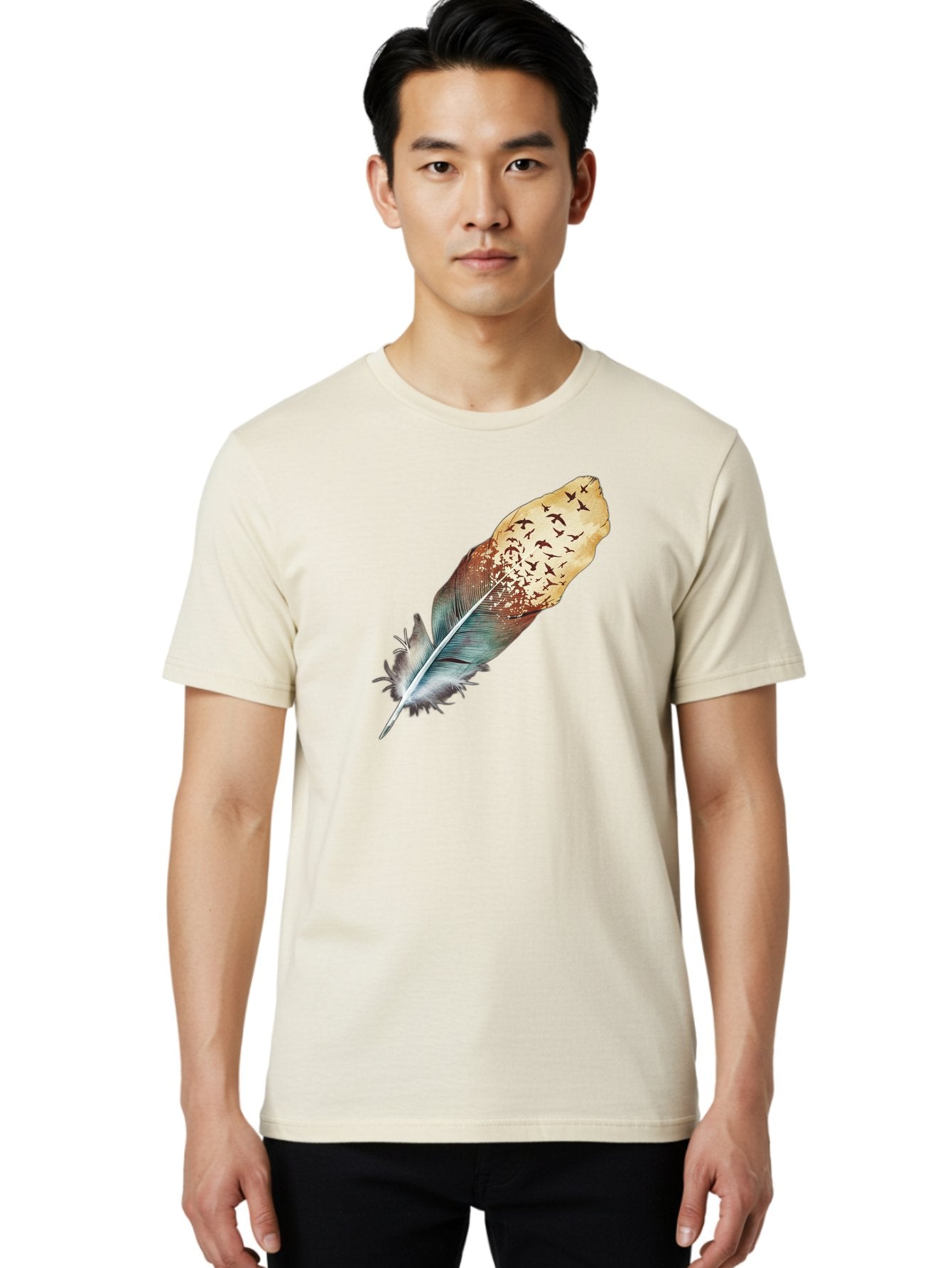 Flock-Of-Birds-Feather Men'S Graphic Tee, 100% Cotton, Comfortable Casual Summer Wear, Machine Washable, Vintage Camera, Old Camera, Antique Camera, Black Camera, Classic Photography, Photography Equipment, Nostalgic Device, Film Camera, Bai892 30