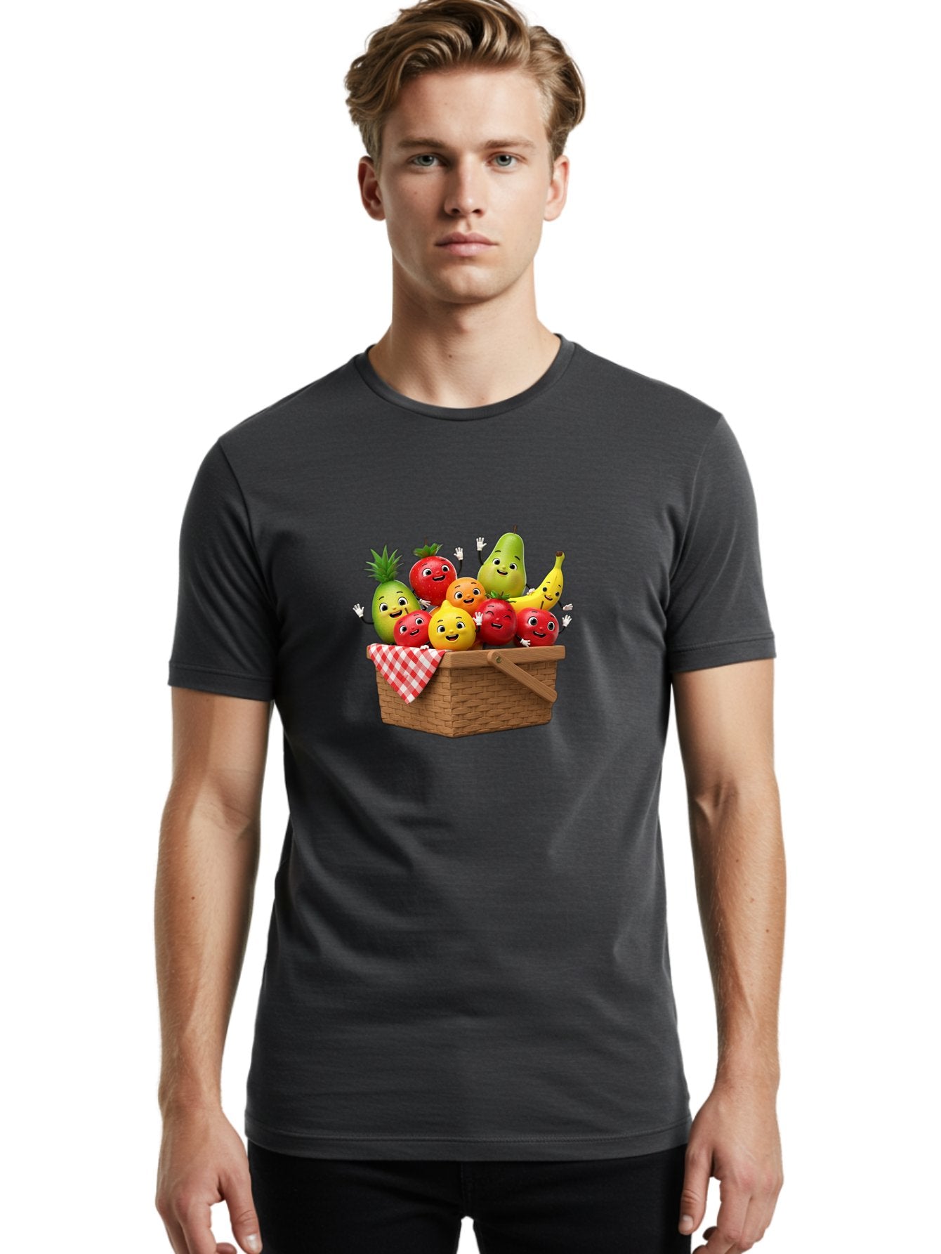 Fruit-Characters-In-Basket Men'S Graphic Tee, 100% Cotton, Comfortable Casual Summer Wear, Machine Washable, Vintage Camera, Old Camera, Antique Camera, Black Camera, Classic Photography, Photography Equipment, Nostalgic Device, Film Camera, Bai933 25