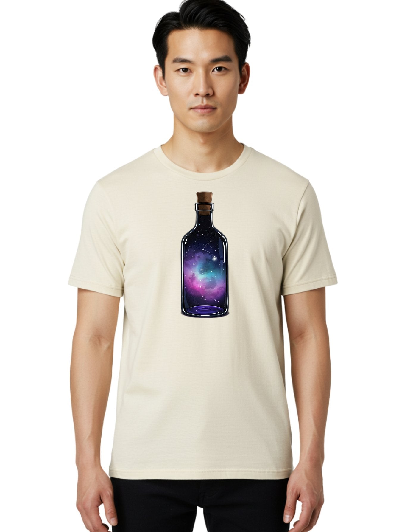 Galaxy-Bottle-3 Men'S Graphic Tee, 100% Cotton, Comfortable Casual Summer Wear, Machine Washable, Vintage Camera, Old Camera, Antique Camera, Black Camera, Classic Photography, Photography Equipment, Nostalgic Device, Film Camera, Camera Art Bai953 28