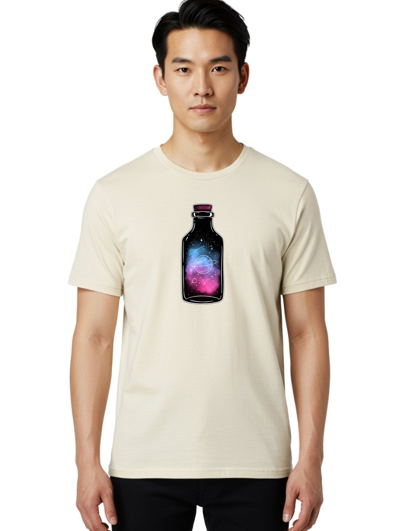 Galaxy-Bottle-4 Men'S Graphic Tee, 100% Cotton, Comfortable Casual Summer Wear, Machine Washable, Vintage Camera, Old Camera, Antique Camera, Black Camera, Classic Photography, Photography Equipment, Nostalgic Device, Film Camera, Camera Art Bai954 18