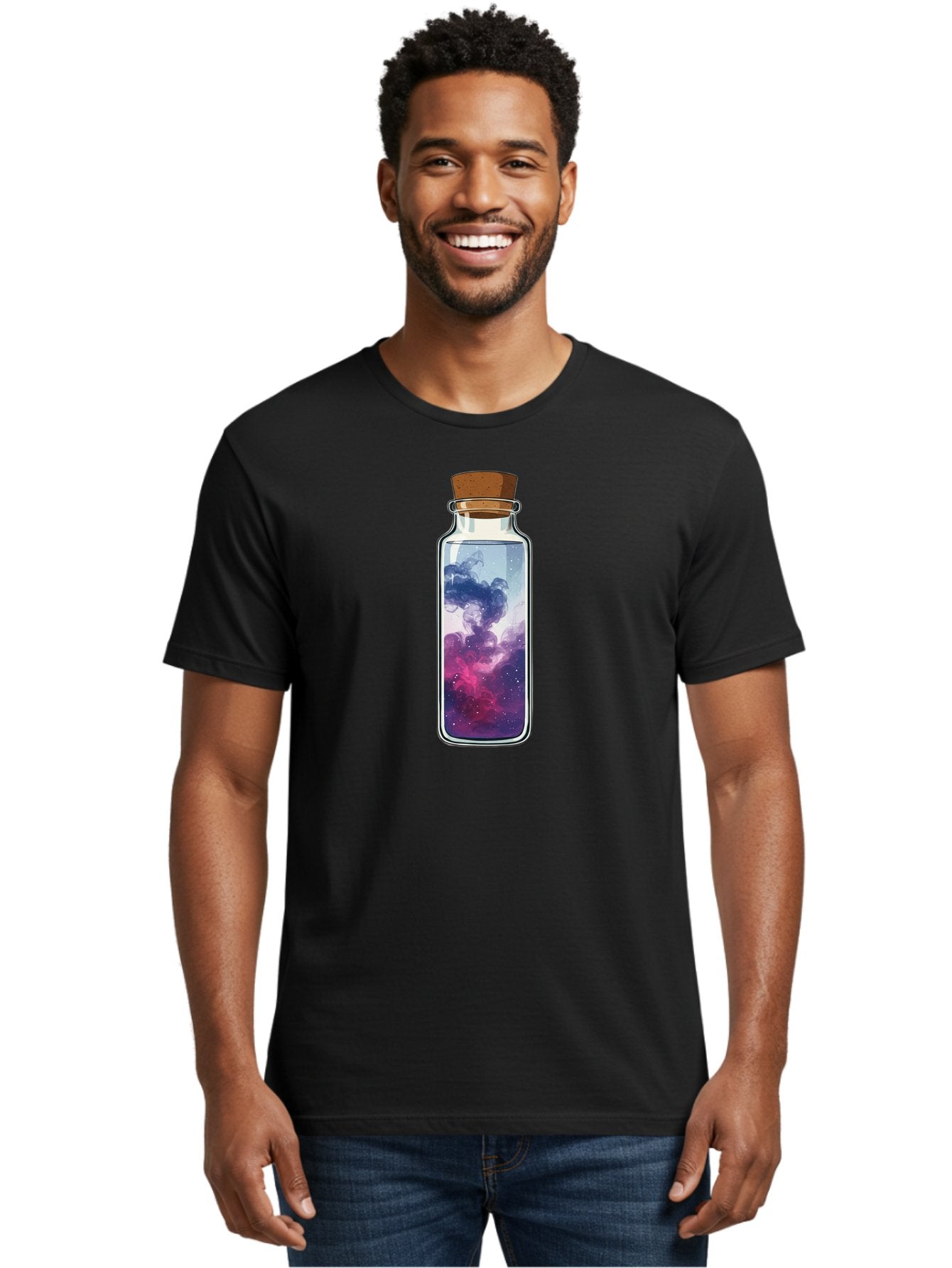 Galaxy-In-A-Bottle-1 Men'S Graphic Tee, 100% Cotton, Comfortable Casual Summer Wear, Machine Washable, Vintage Camera, Old Camera, Antique Camera, Black Camera, Classic Photography, Photography Equipment, Nostalgic Device, Film Camera, Bai963 17