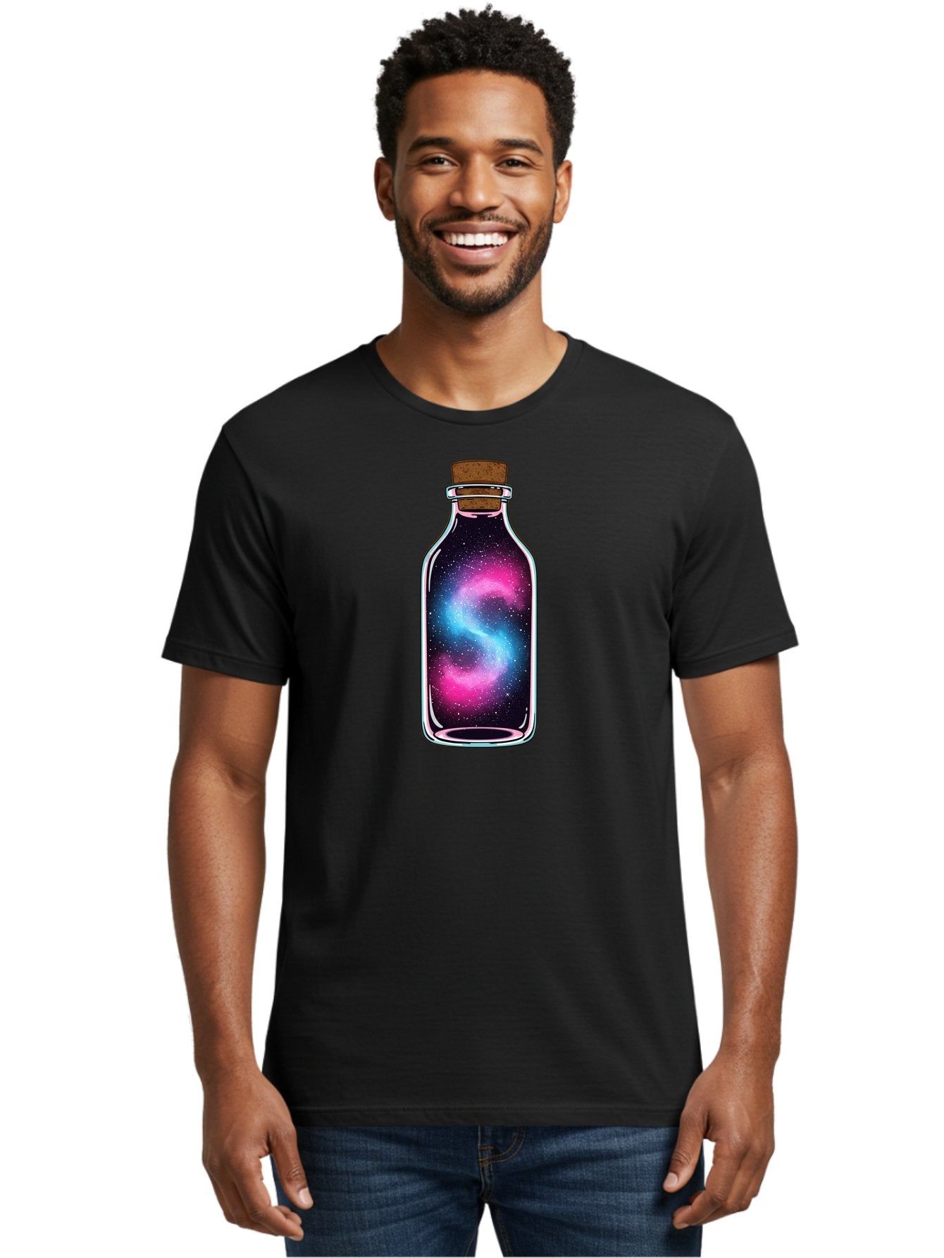 Galaxy-In-A-Bottle-20 Men'S Graphic Tee, 100% Cotton, Comfortable Casual Summer Wear, Machine Washable, Vintage Camera, Old Camera, Antique Camera, Black Camera, Classic Photography, Photography Equipment, Nostalgic Device, Film Camera, Bai975 21