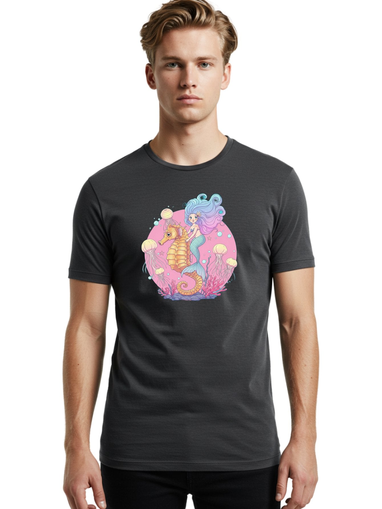 Mermaid-And-Seahorse Men'S Graphic Tee, 100% Cotton, Comfortable Casual Summer Wear, Machine Washable, Vintage Camera, Old Camera, Antique Camera, Black Camera, Classic Photography, Photography Equipment, Nostalgic Device, Film Camera, Baj101 27