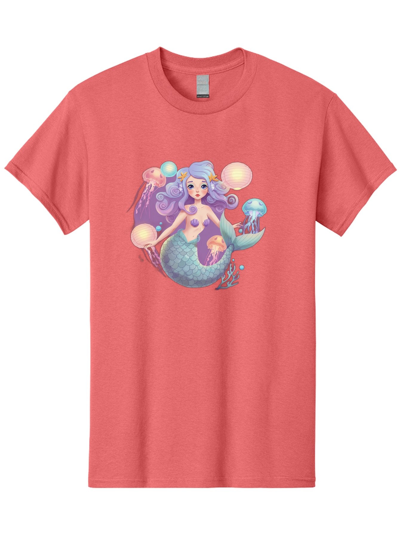 Mermaid-With-Jellyfish-1 Men'S Graphic Tee, 100% Cotton, Comfortable Casual Summer Wear, Machine Washable, Vintage Camera, Old Camera, Antique Camera, Black Camera, Classic Photography, Photography Equipment, Nostalgic Device, Film Camera, Baj110 10