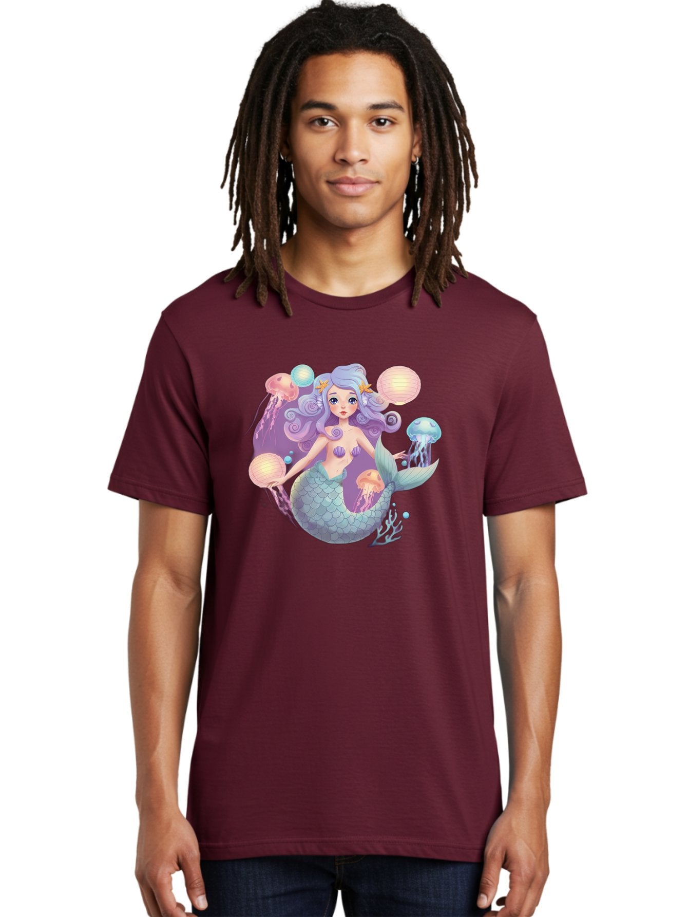 Mermaid-With-Jellyfish-1 Men'S Graphic Tee, 100% Cotton, Comfortable Casual Summer Wear, Machine Washable, Vintage Camera, Old Camera, Antique Camera, Black Camera, Classic Photography, Photography Equipment, Nostalgic Device, Film Camera, Baj110 19