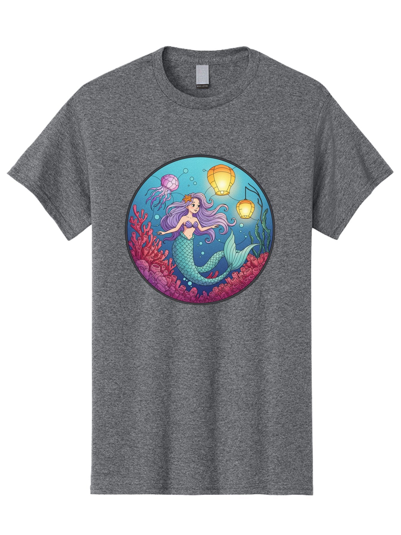 Mermaid-With-Lanterns-1 Men'S Graphic Tee, 100% Cotton, Comfortable Casual Summer Wear, Machine Washable, Vintage Camera, Old Camera, Antique Camera, Black Camera, Classic Photography, Photography Equipment, Nostalgic Device, Film Camera, Baj112 8