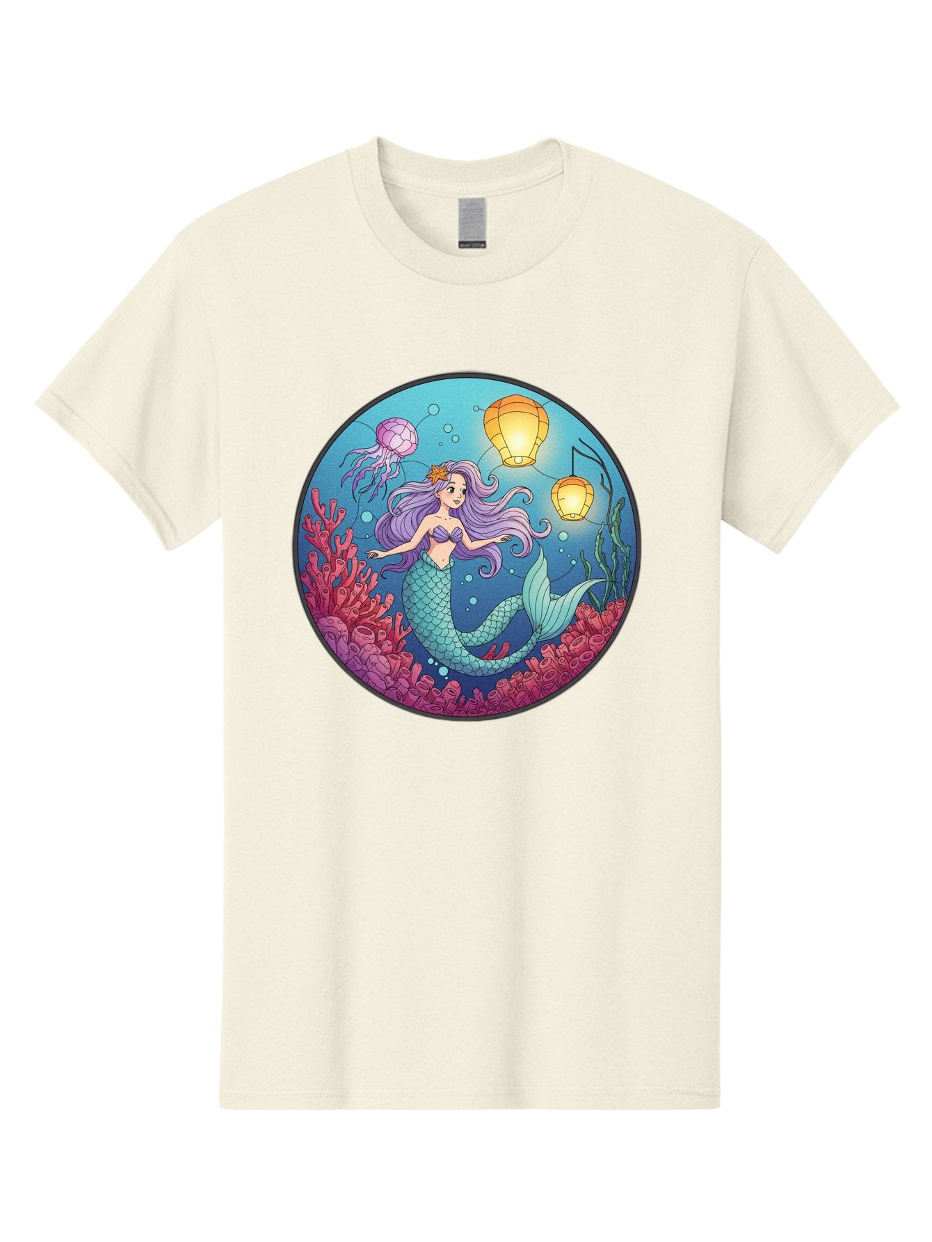 Mermaid-With-Lanterns-1 Men'S Graphic Tee, 100% Cotton, Comfortable Casual Summer Wear, Machine Washable, Vintage Camera, Old Camera, Antique Camera, Black Camera, Classic Photography, Photography Equipment, Nostalgic Device, Film Camera, Baj112 4