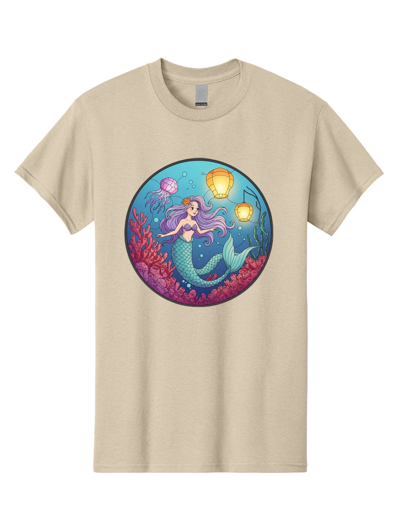 Mermaid-With-Lanterns-1 Men'S Graphic Tee, 100% Cotton, Comfortable Casual Summer Wear, Machine Washable, Vintage Camera, Old Camera, Antique Camera, Black Camera, Classic Photography, Photography Equipment, Nostalgic Device, Film Camera, Baj112 7