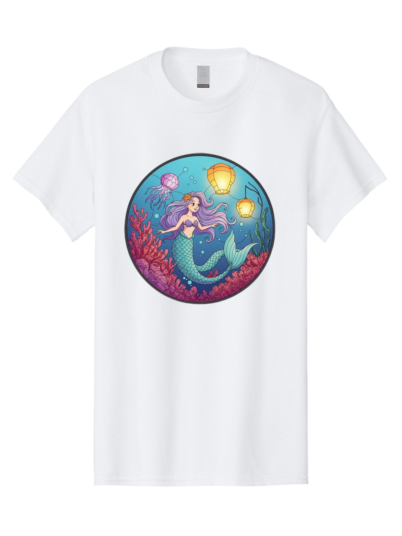 Mermaid-With-Lanterns-1 Men'S Graphic Tee, 100% Cotton, Comfortable Casual Summer Wear, Machine Washable, Vintage Camera, Old Camera, Antique Camera, Black Camera, Classic Photography, Photography Equipment, Nostalgic Device, Film Camera, Baj112 9