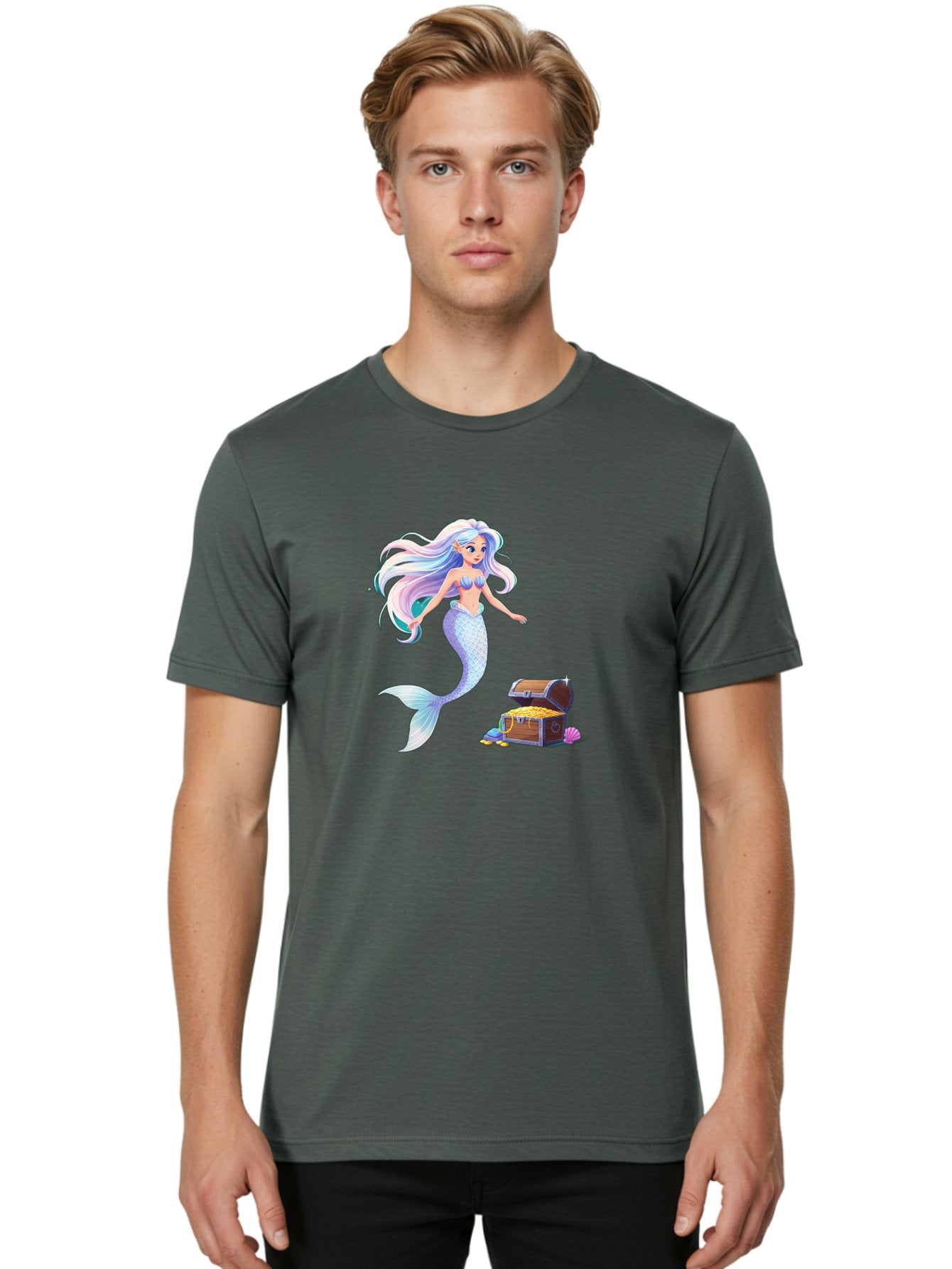 Mermaid-With-Treasure Men'S Graphic Tee, 100% Cotton, Comfortable Casual Summer Wear, Machine Washable, Vintage Camera, Old Camera, Antique Camera, Black Camera, Classic Photography, Photography Equipment, Nostalgic Device, Film Camera, Baj114 30