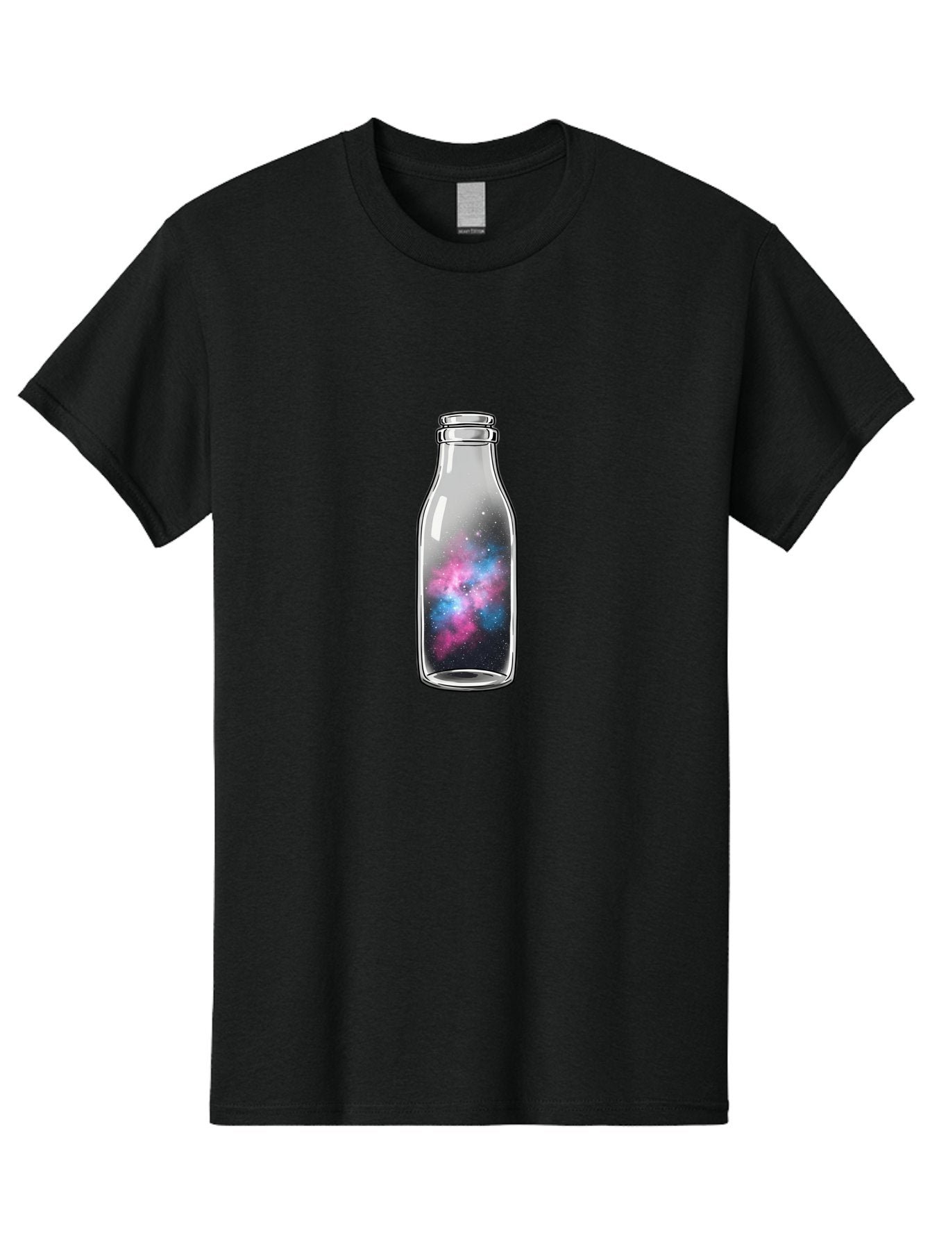 Milk-Bottle-With-Galaxy Men'S Graphic Tee, 100% Cotton, Comfortable Casual Summer Wear, Machine Washable, Vintage Camera, Old Camera, Antique Camera, Black Camera, Classic Photography, Photography Equipment, Nostalgic Device, Film Camera, Baj117 6
