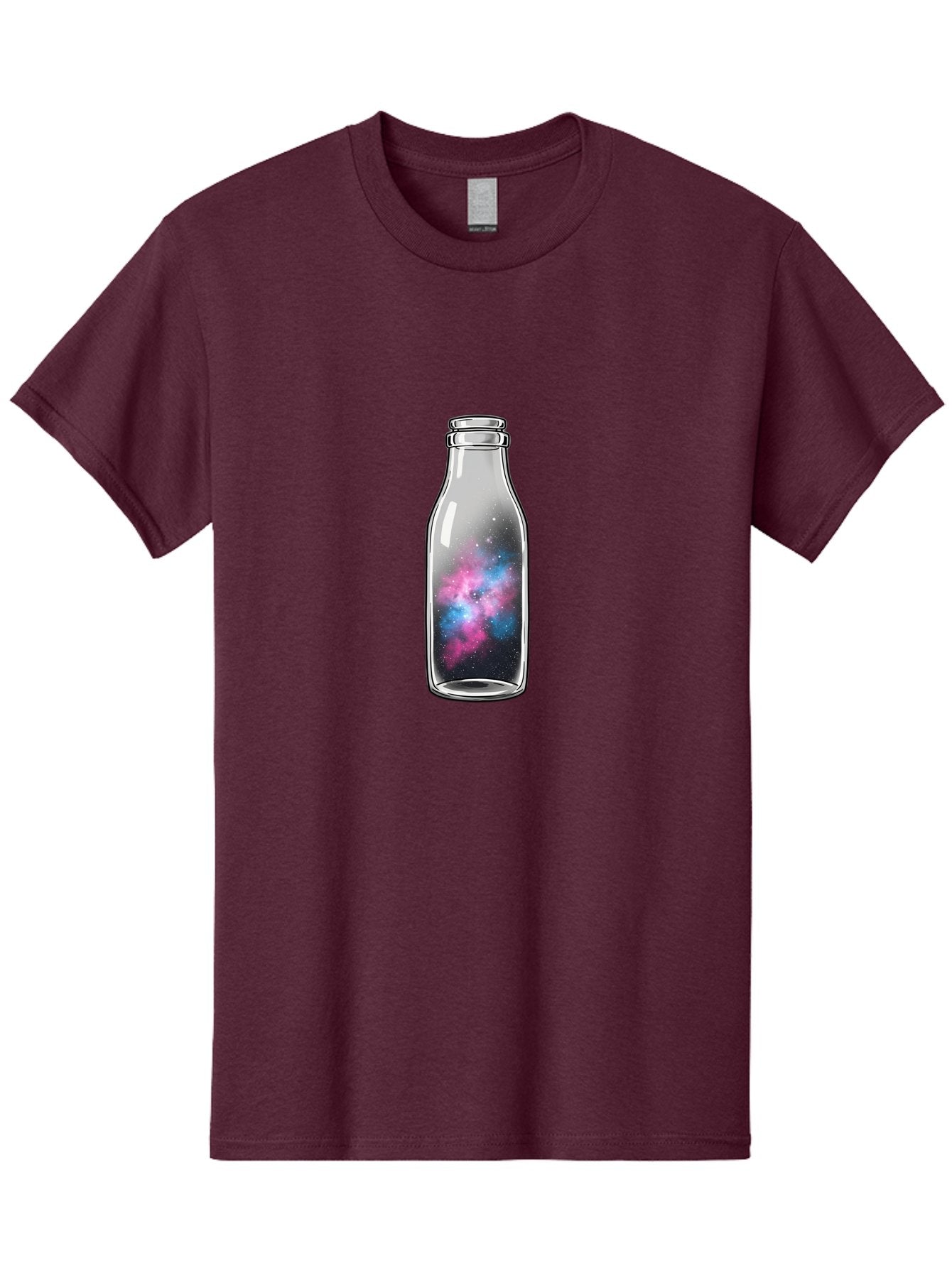 Milk-Bottle-With-Galaxy Men'S Graphic Tee, 100% Cotton, Comfortable Casual Summer Wear, Machine Washable, Vintage Camera, Old Camera, Antique Camera, Black Camera, Classic Photography, Photography Equipment, Nostalgic Device, Film Camera, Baj117