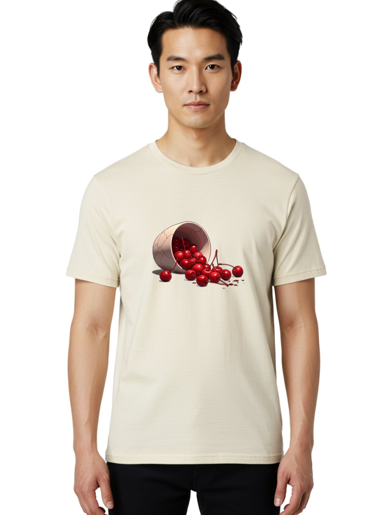 Overturned-Cup-Of-Cherries Men'S Graphic Tee, 100% Cotton, Comfortable Casual Summer Wear, Machine Washable, Vintage Camera, Old Camera, Antique Camera, Black Camera, Classic Photography, Photography Equipment, Nostalgic Device, Film Camera, Baj139 25