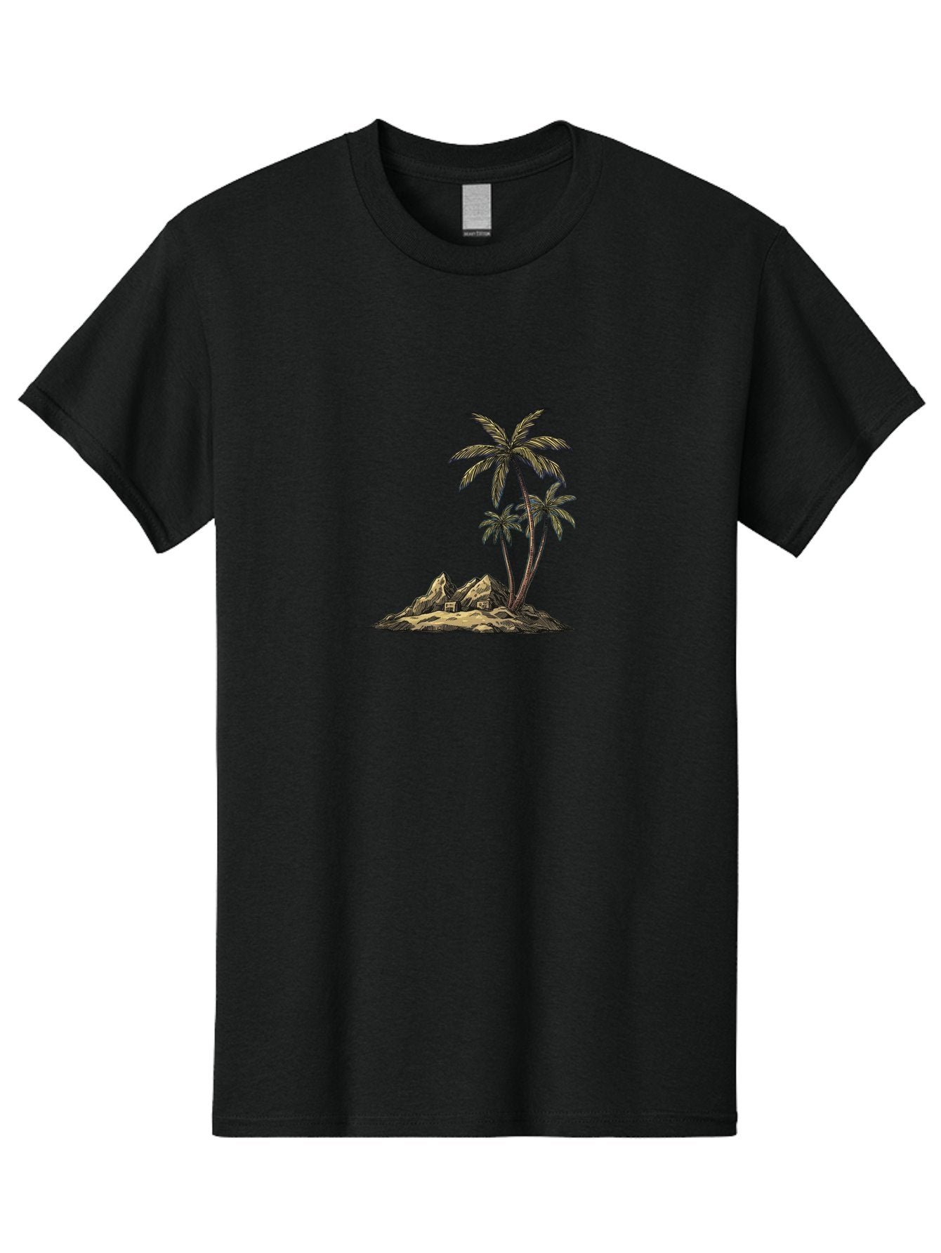 Palm-Trees-On-Island Men'S Graphic Tee, 100% Cotton, Comfortable Casual Summer Wear, Machine Washable, Vintage Camera, Old Camera, Antique Camera, Black Camera, Classic Photography, Photography Equipment, Nostalgic Device, Film Camera, Baj142 9