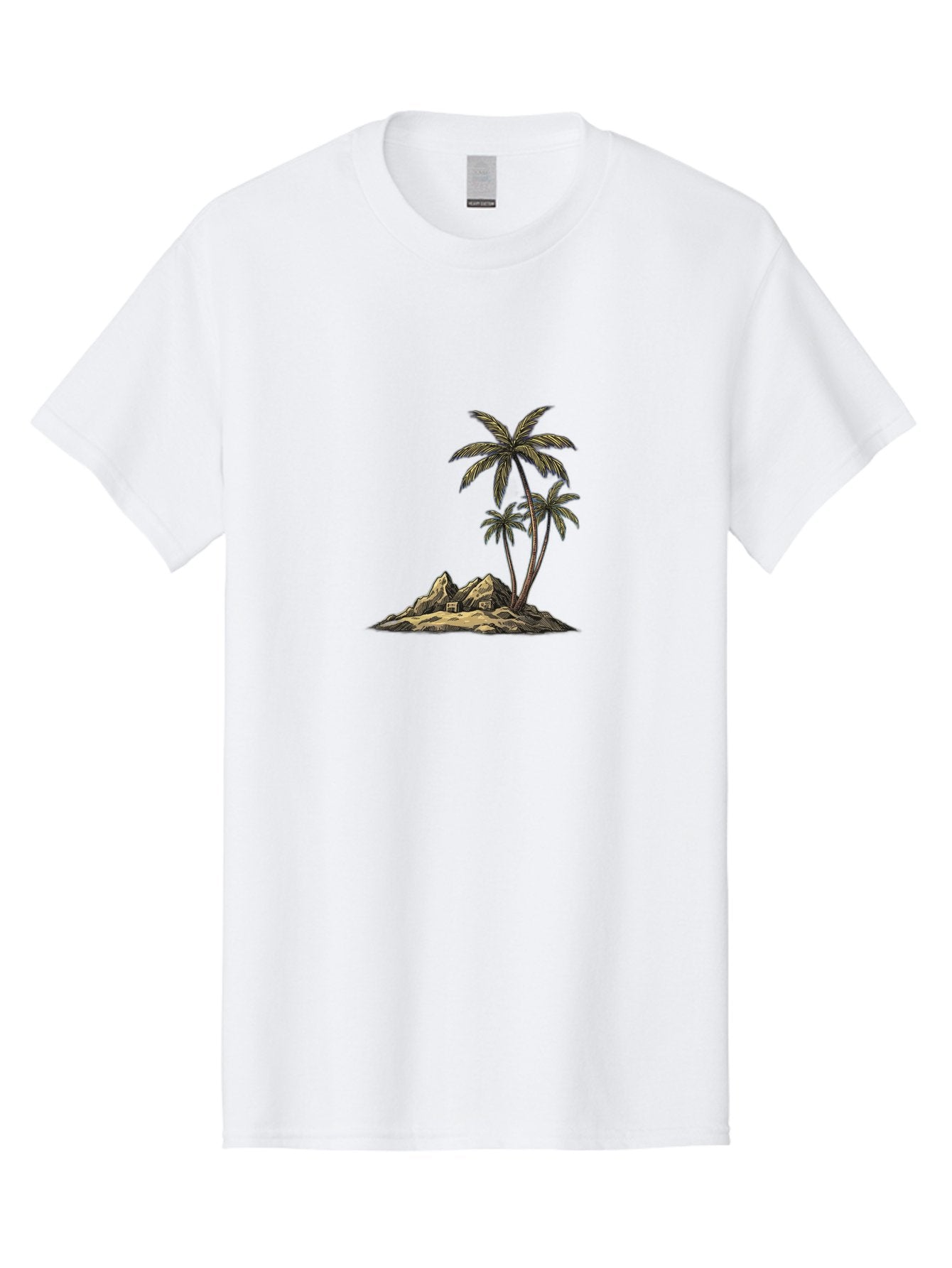 Palm-Trees-On-Island Men'S Graphic Tee, 100% Cotton, Comfortable Casual Summer Wear, Machine Washable, Vintage Camera, Old Camera, Antique Camera, Black Camera, Classic Photography, Photography Equipment, Nostalgic Device, Film Camera, Baj142