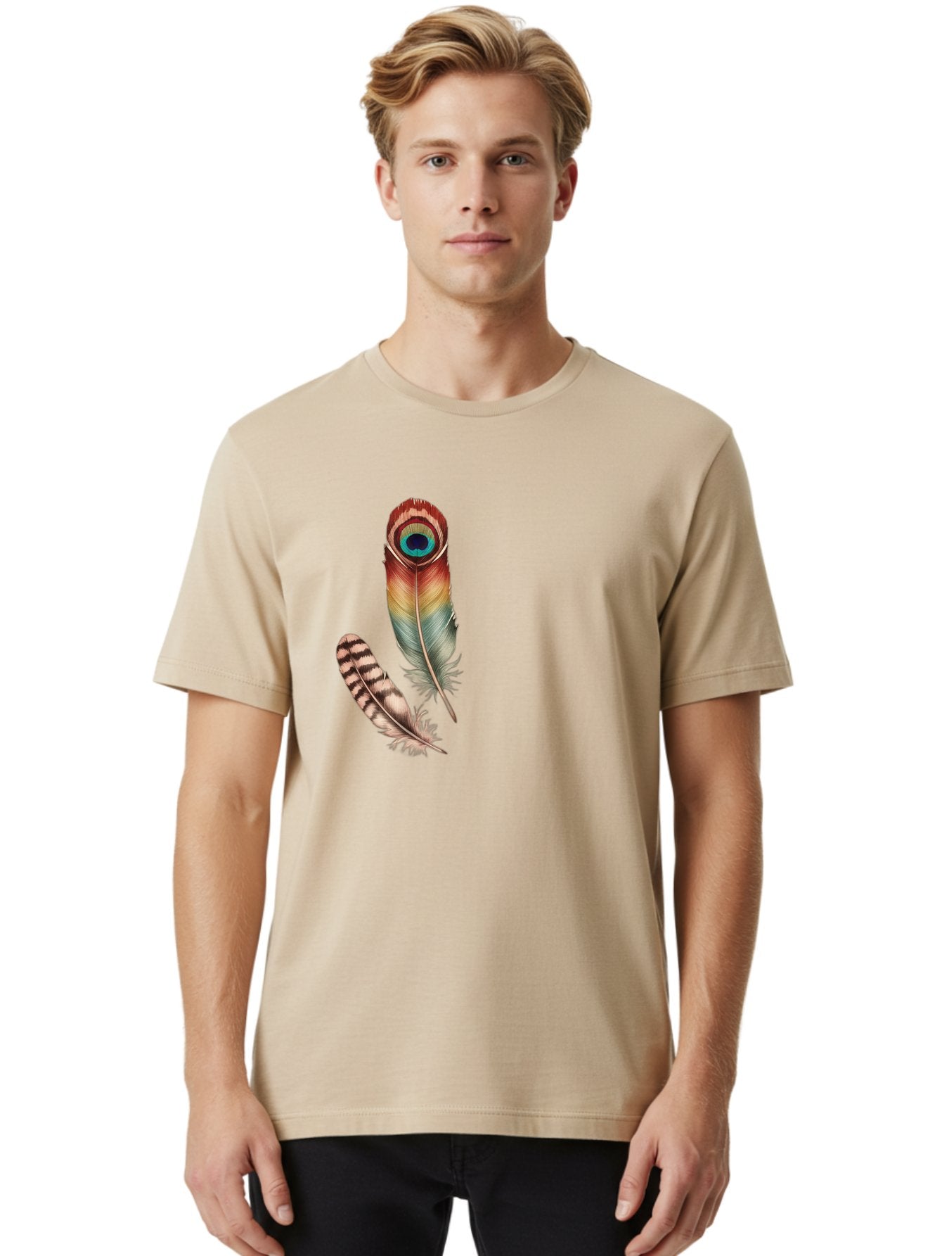 Peacock-Feather Men'S Graphic Tee, 100% Cotton, Comfortable Casual Summer Wear, Machine Washable, Vintage Camera, Old Camera, Antique Camera, Black Camera, Classic Photography, Photography Equipment, Nostalgic Device, Film Camera, Camera Art Baj150 25