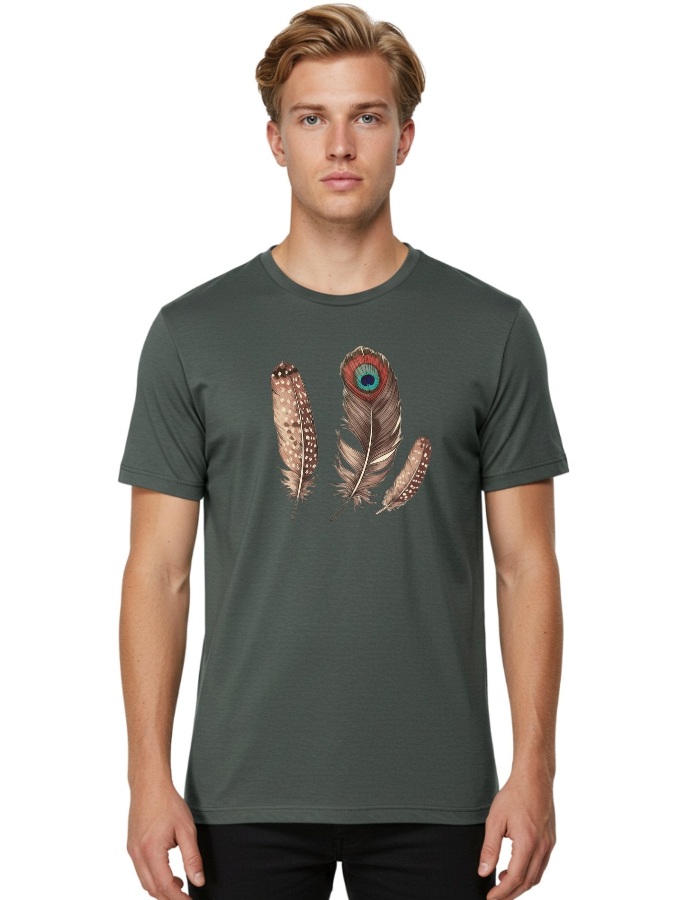 Peacock-Feathers-1 Men'S Graphic Tee, 100% Cotton, Comfortable Casual Summer Wear, Machine Washable, Vintage Camera, Old Camera, Antique Camera, Black Camera, Classic Photography, Photography Equipment, Nostalgic Device, Film Camera, Baj151 20