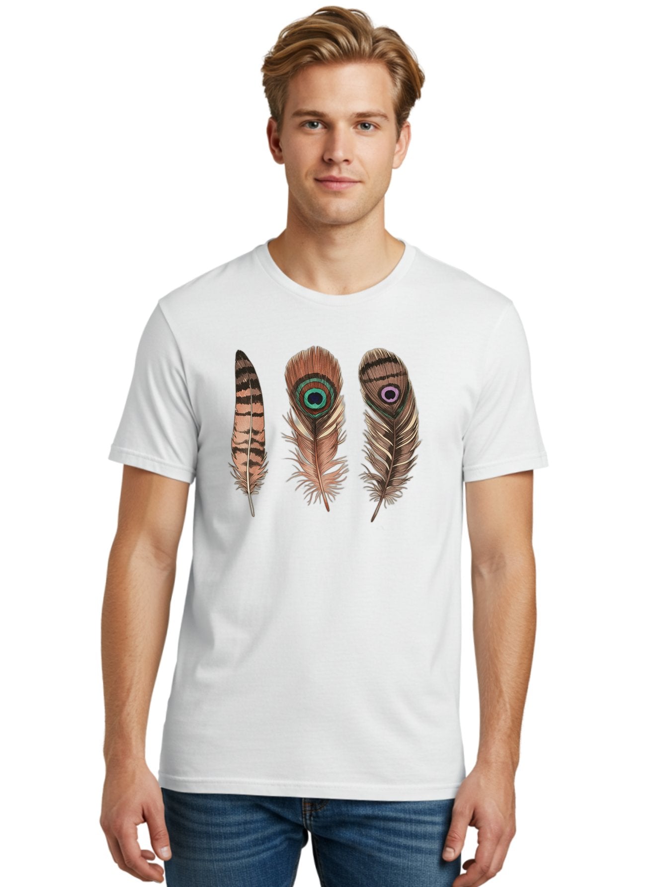 Peacock-Feathers-3 Men'S Graphic Tee, 100% Cotton, Comfortable Casual Summer Wear, Machine Washable, Vintage Camera, Old Camera, Antique Camera, Black Camera, Classic Photography, Photography Equipment, Nostalgic Device, Film Camera, Baj153 16