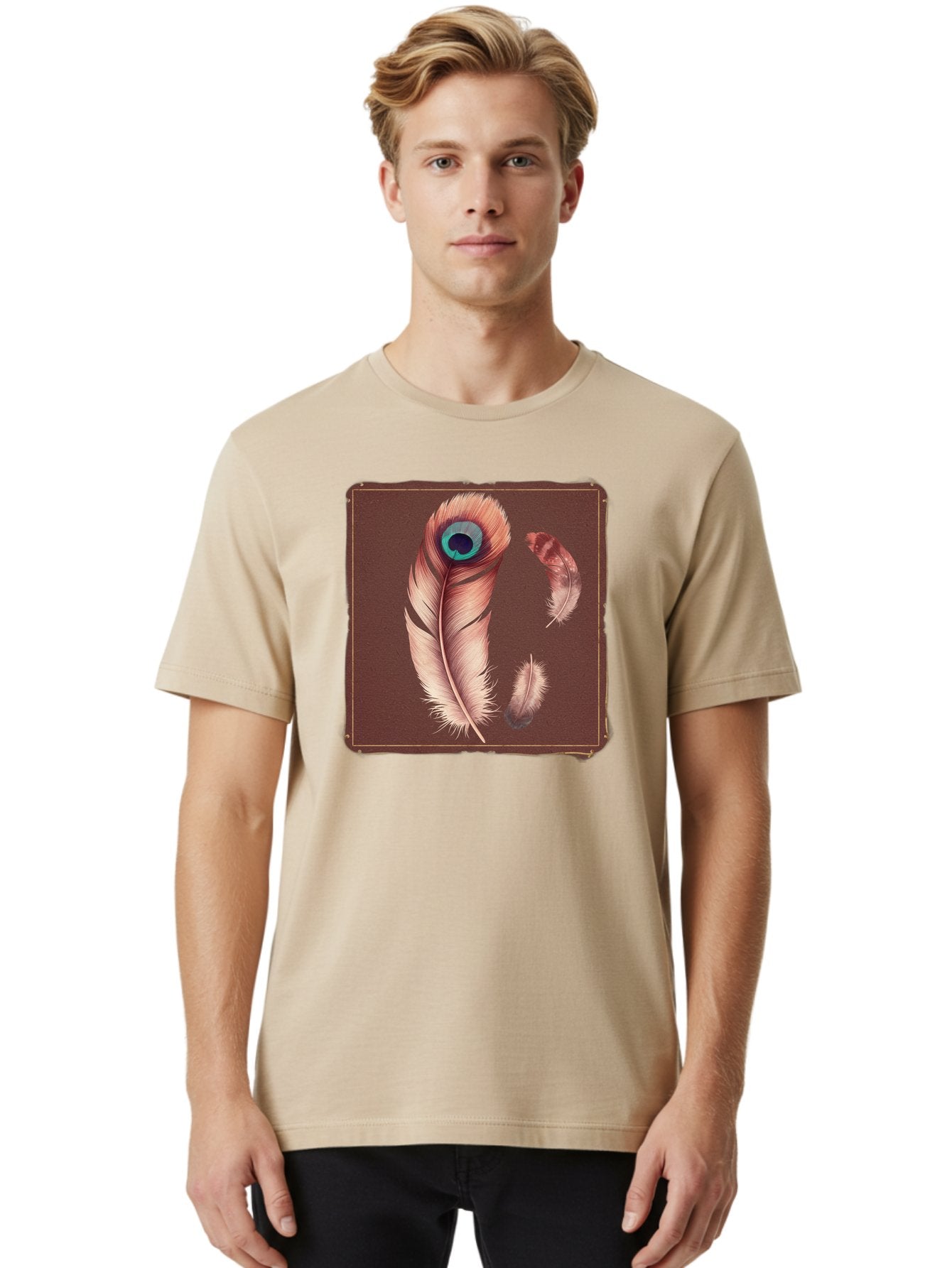 Peacock-Feathers-5 Men'S Graphic Tee, 100% Cotton, Comfortable Casual Summer Wear, Machine Washable, Vintage Camera, Old Camera, Antique Camera, Black Camera, Classic Photography, Photography Equipment, Nostalgic Device, Film Camera, Baj155 17