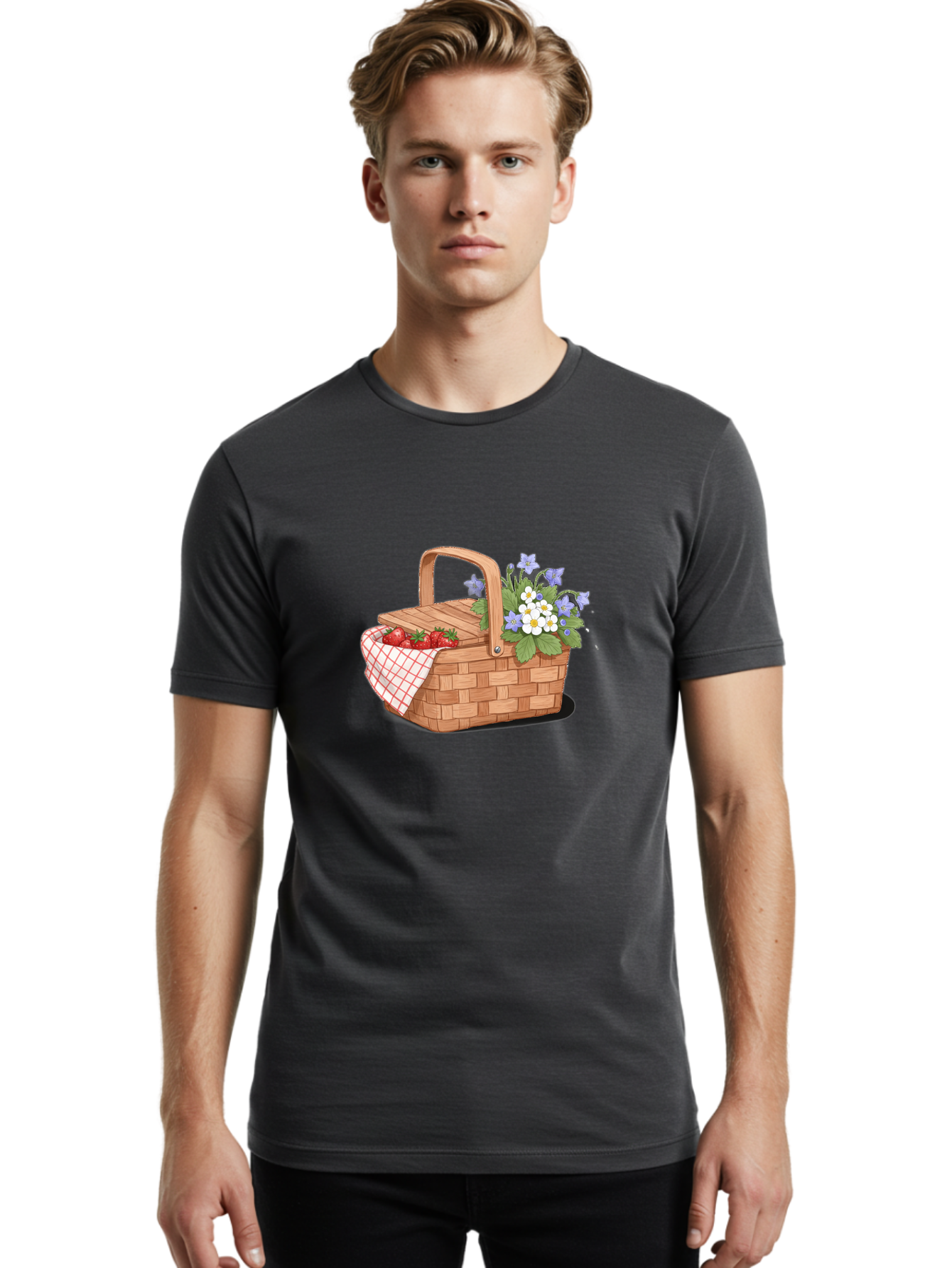 Picnic-Basket-1 Men'S Graphic Tee, 100% Cotton, Comfortable Casual Summer Wear, Machine Washable, Vintage Camera, Old Camera, Antique Camera, Black Camera, Classic Photography, Photography Equipment, Nostalgic Device, Film Camera, Camera Art Baj160 23